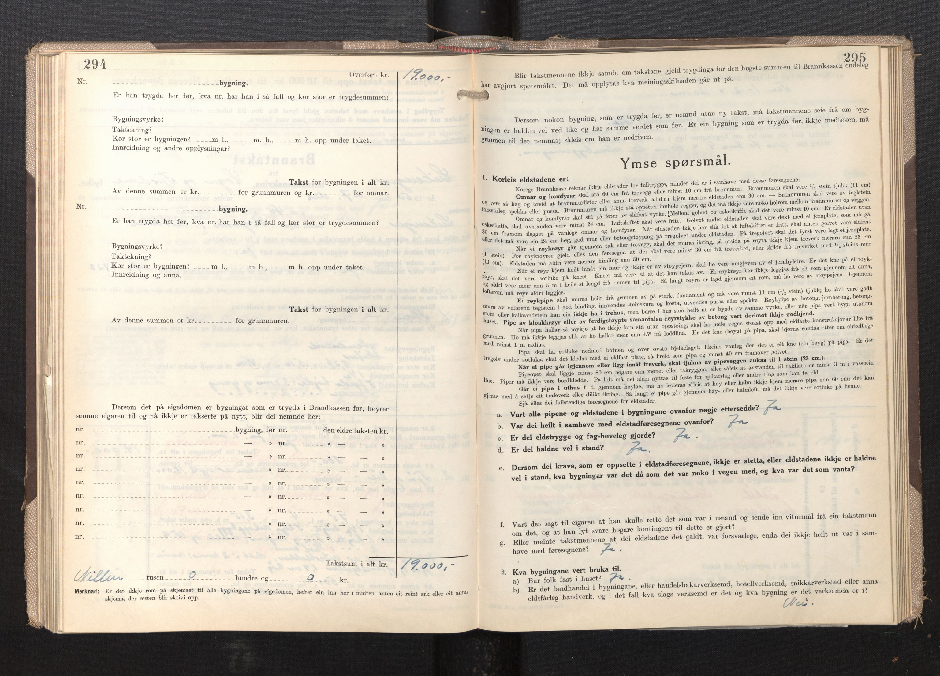 Lensmannen i Leikanger, AV/SAB-A-29201/0012/L0009: Branntakstprotokoll, skjematakst, 1946-1952, s. 294-295