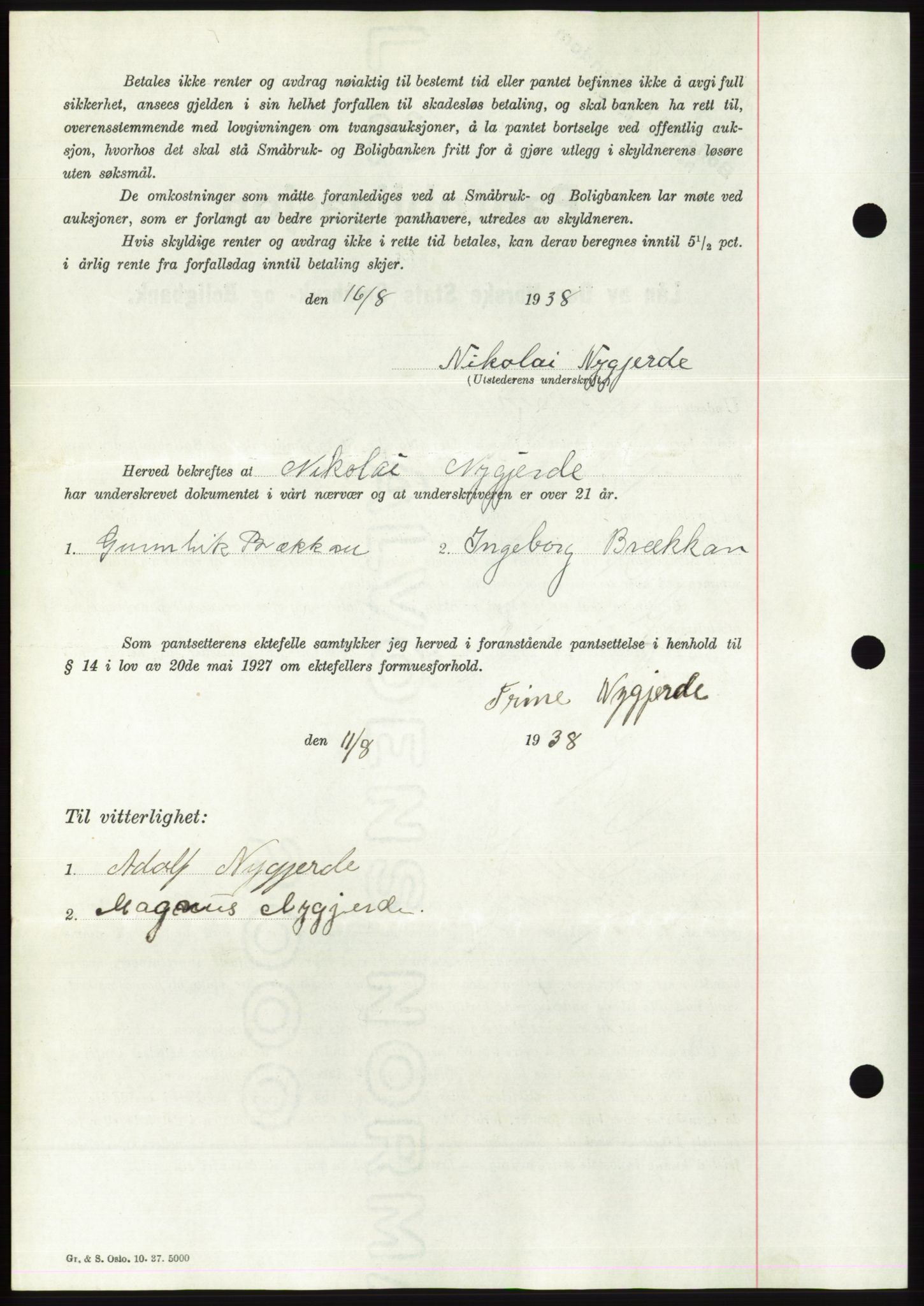 Søre Sunnmøre sorenskriveri, AV/SAT-A-4122/1/2/2C/L0066: Pantebok nr. 60, 1938-1938, Dagboknr: 1164/1938