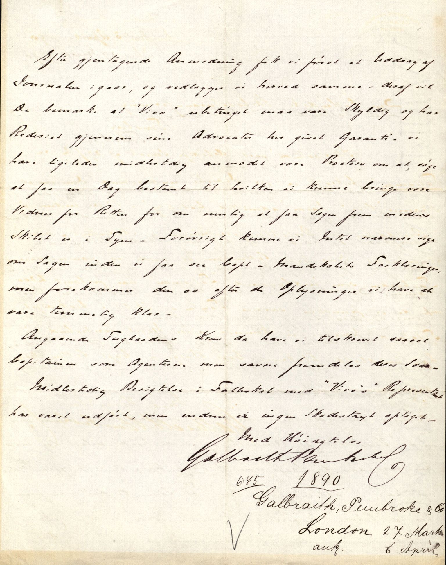 Pa 63 - Østlandske skibsassuranceforening, VEMU/A-1079/G/Ga/L0025/0008: Havaridokumenter / Talisman, Velax, 1890, s. 3