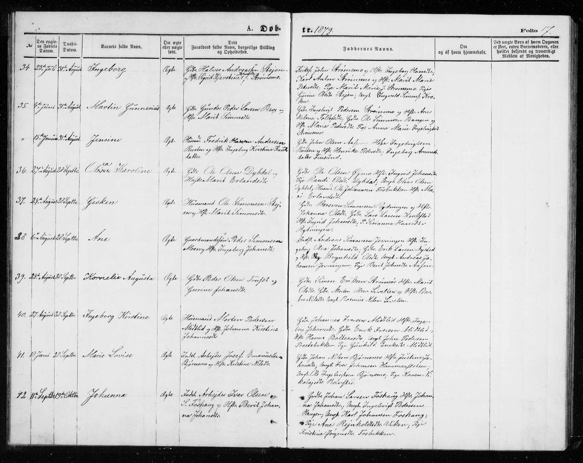 Målselv sokneprestembete, AV/SATØ-S-1311/G/Ga/Gab/L0007klokker: Klokkerbok nr. 7, 1876-1895, s. 17