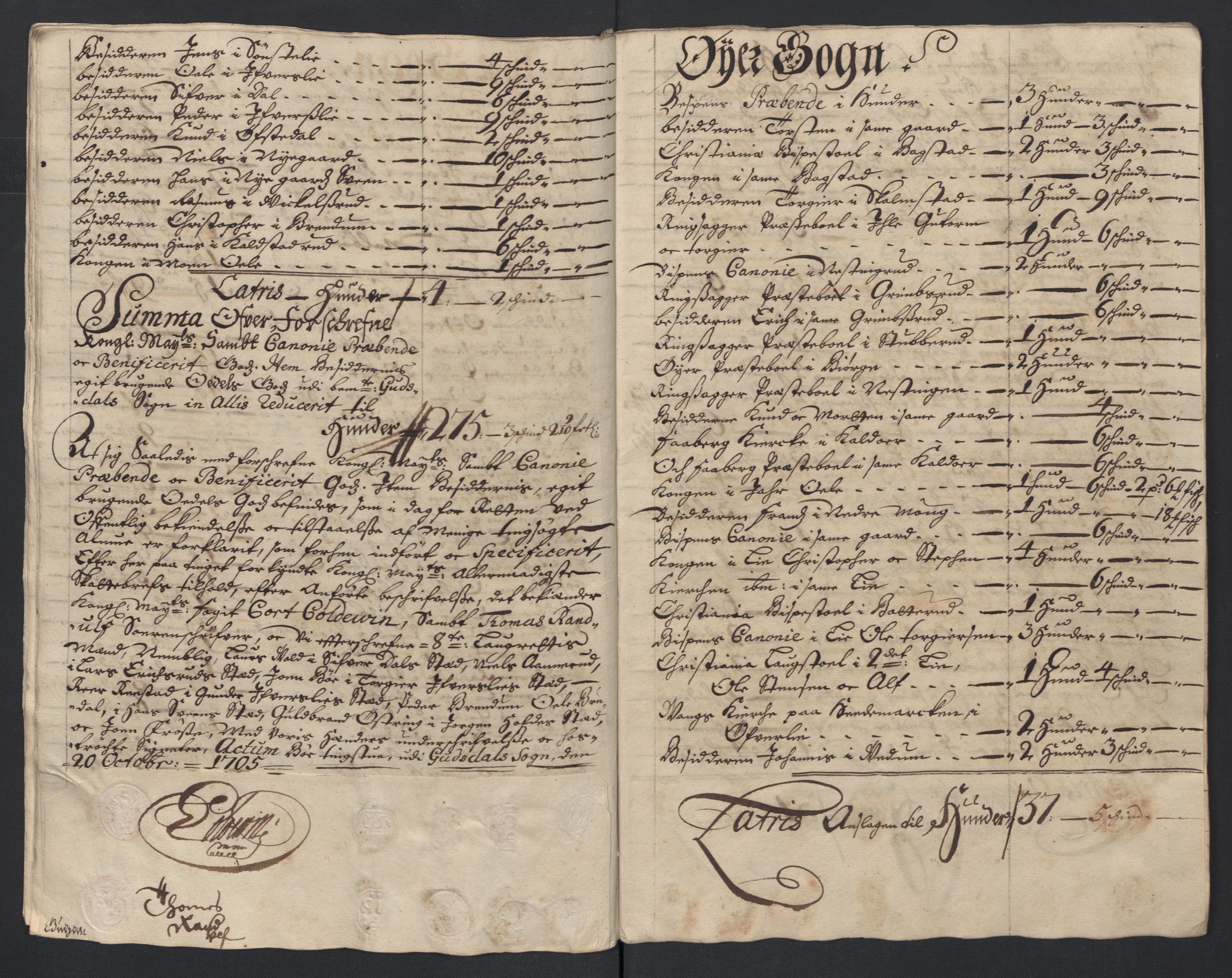 Rentekammeret inntil 1814, Reviderte regnskaper, Fogderegnskap, AV/RA-EA-4092/R17/L1178: Fogderegnskap Gudbrandsdal, 1705-1707, s. 72