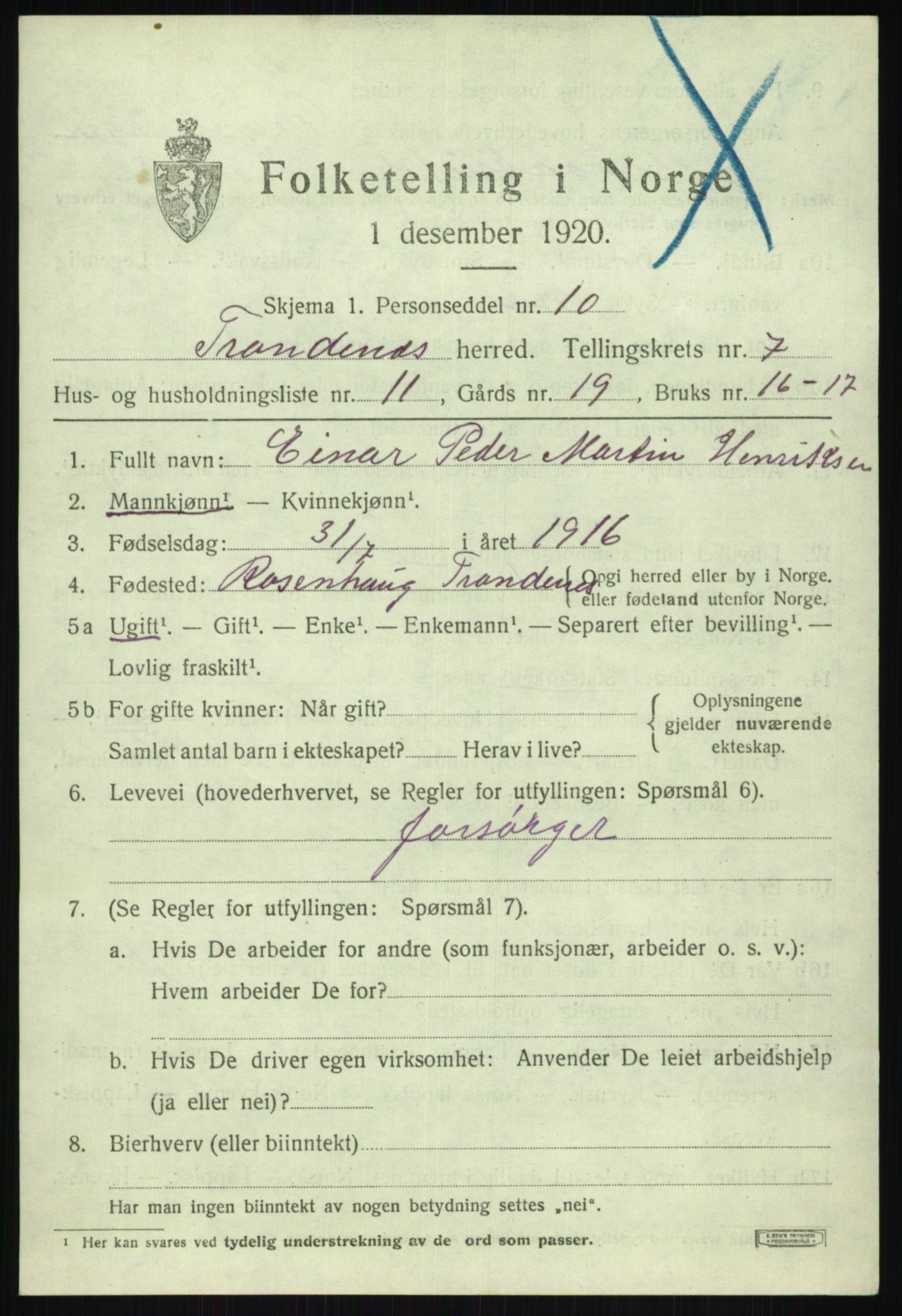 SATØ, Folketelling 1920 for 1914 Trondenes herred, 1920, s. 6617