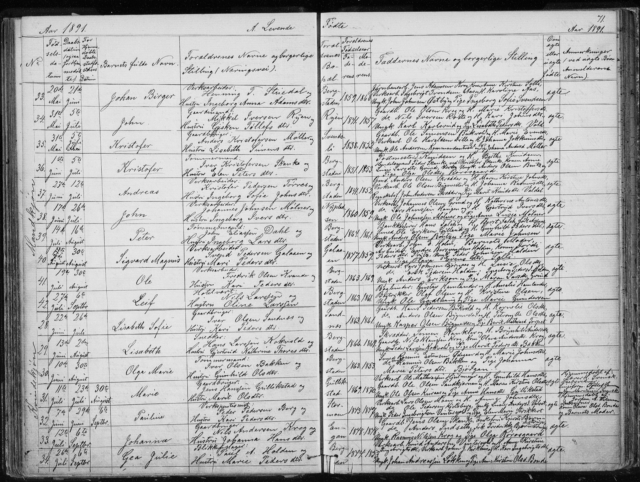 Ministerialprotokoller, klokkerbøker og fødselsregistre - Sør-Trøndelag, AV/SAT-A-1456/681/L0940: Klokkerbok nr. 681C04, 1880-1895, s. 71
