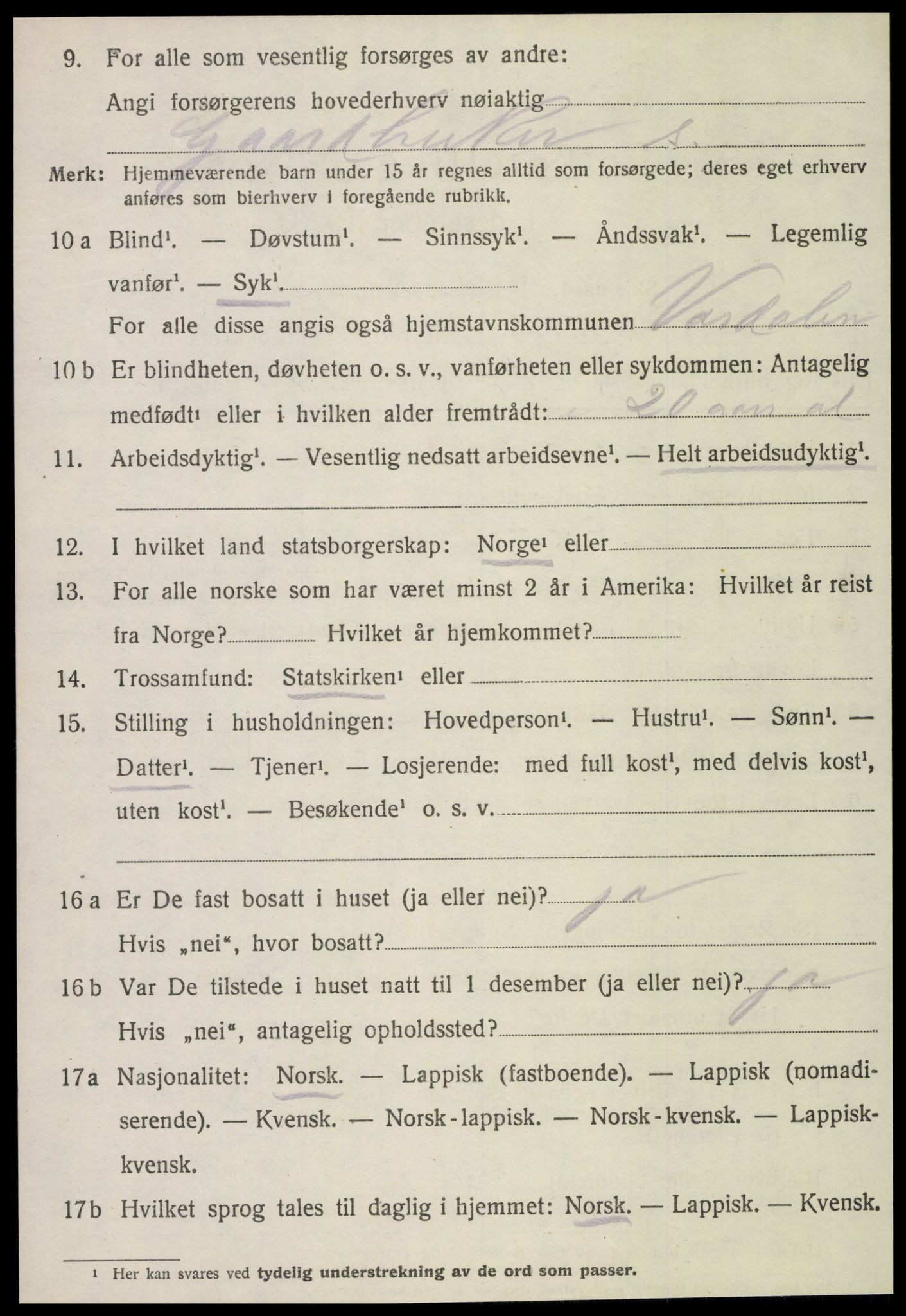 SAT, Folketelling 1920 for 1721 Verdal herred, 1920, s. 6850