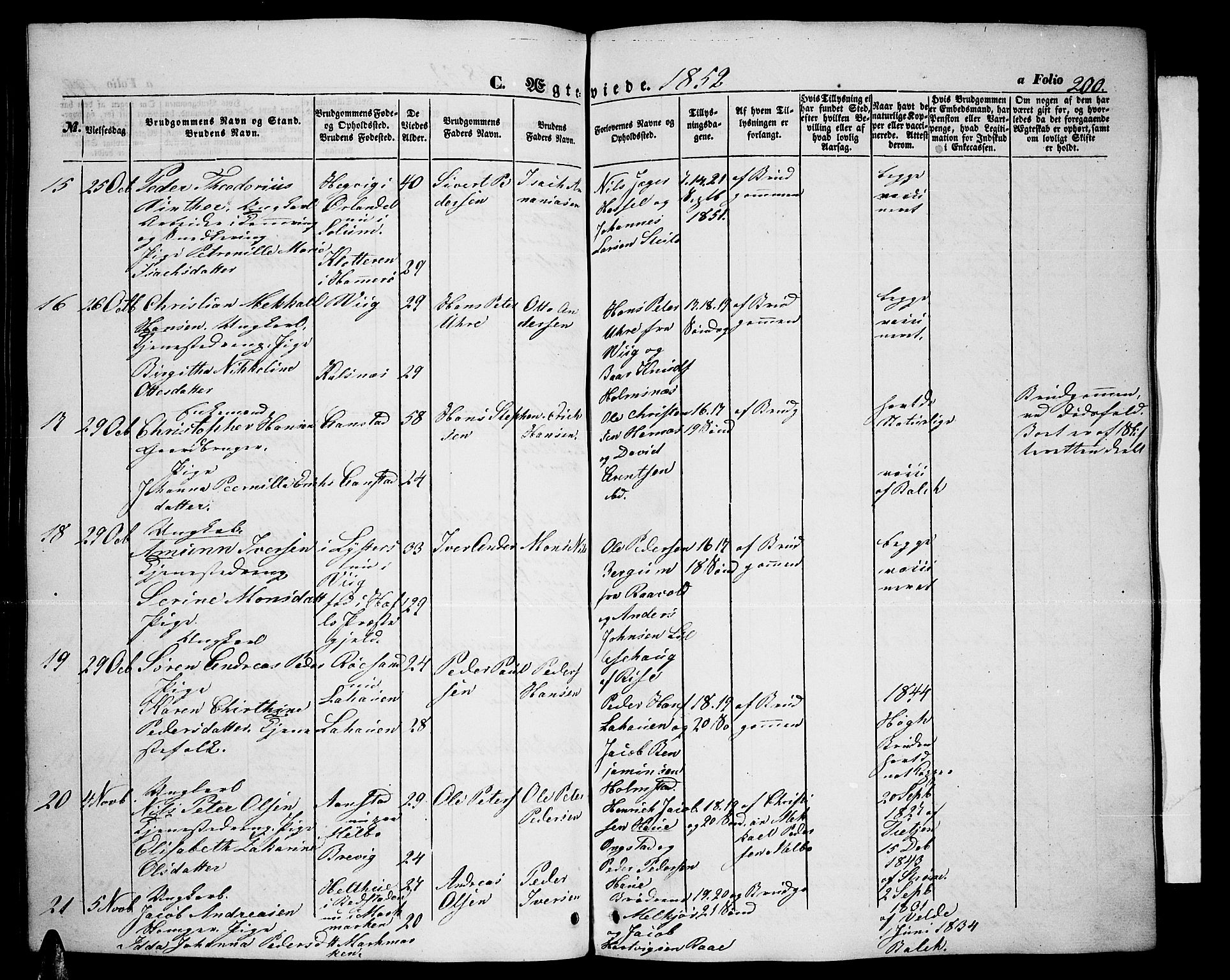 Ministerialprotokoller, klokkerbøker og fødselsregistre - Nordland, AV/SAT-A-1459/888/L1265: Klokkerbok nr. 888C03, 1850-1863, s. 200