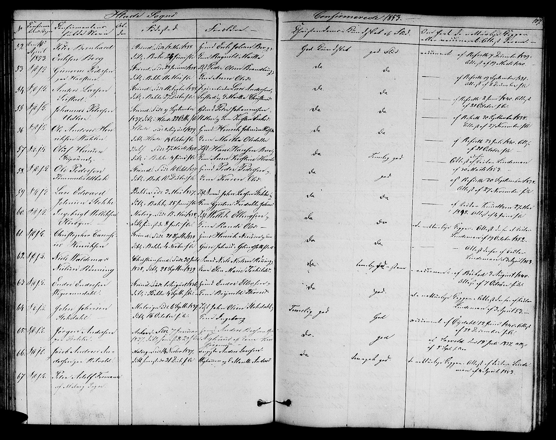 Ministerialprotokoller, klokkerbøker og fødselsregistre - Sør-Trøndelag, SAT/A-1456/606/L0310: Klokkerbok nr. 606C06, 1850-1859, s. 107