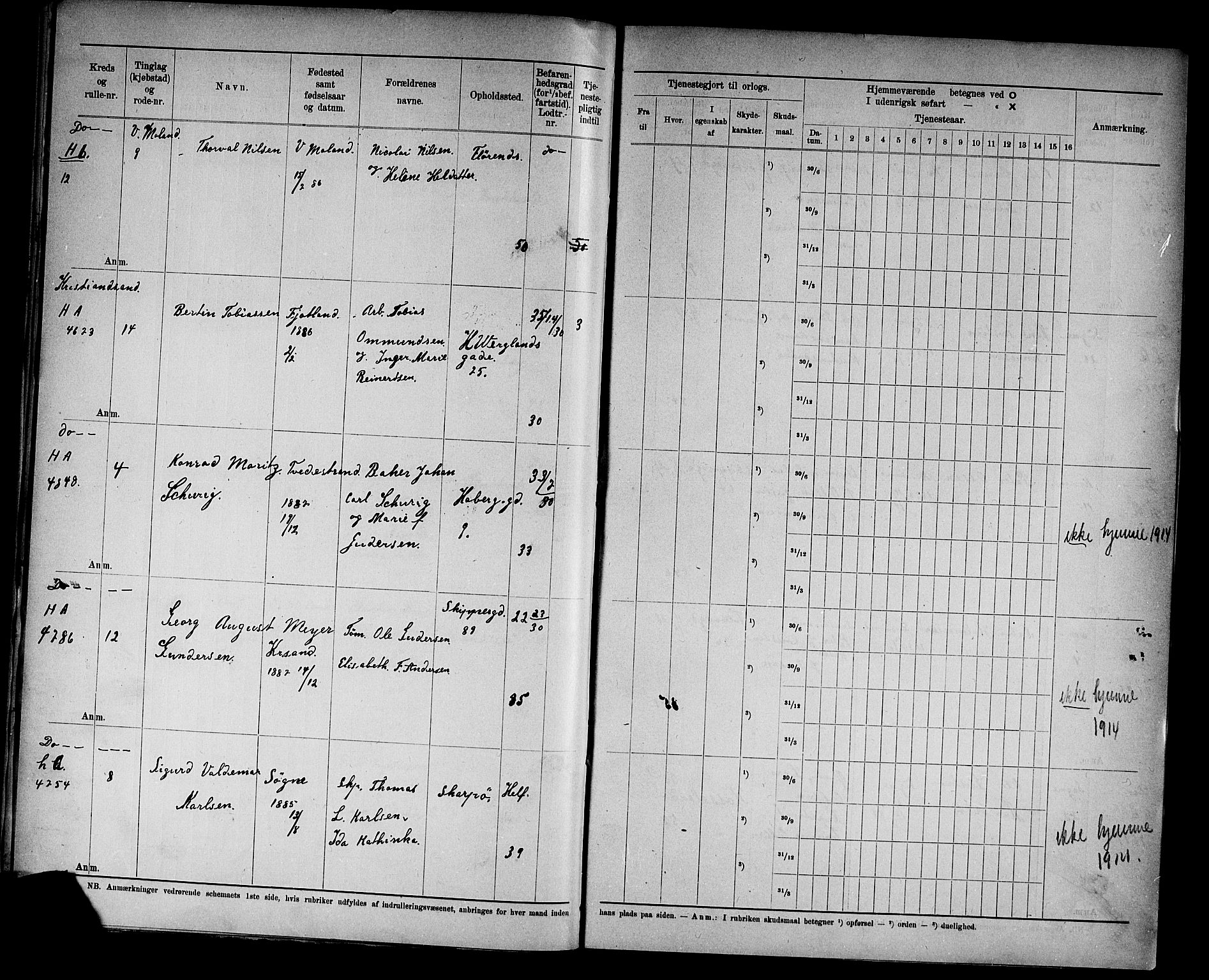 Kristiansand mønstringskrets, SAK/2031-0015/F/Fd/L0011: Rulle sjøvernepliktige, C-11, 1909, s. 40