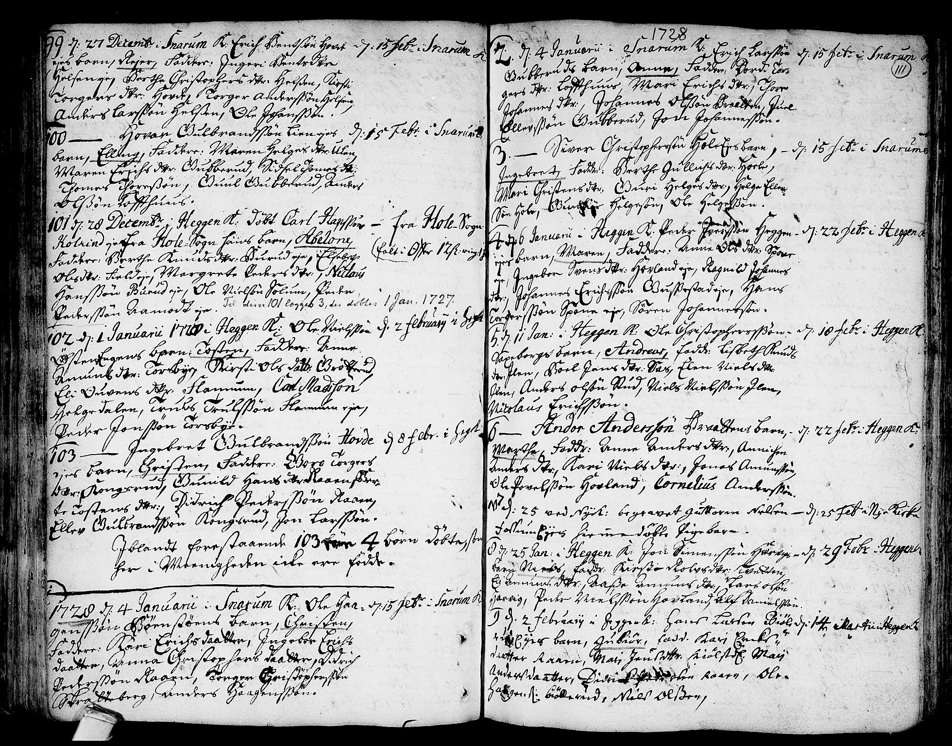 Modum kirkebøker, AV/SAKO-A-234/F/Fa/L0001: Ministerialbok nr. 1, 1712-1740, s. 111