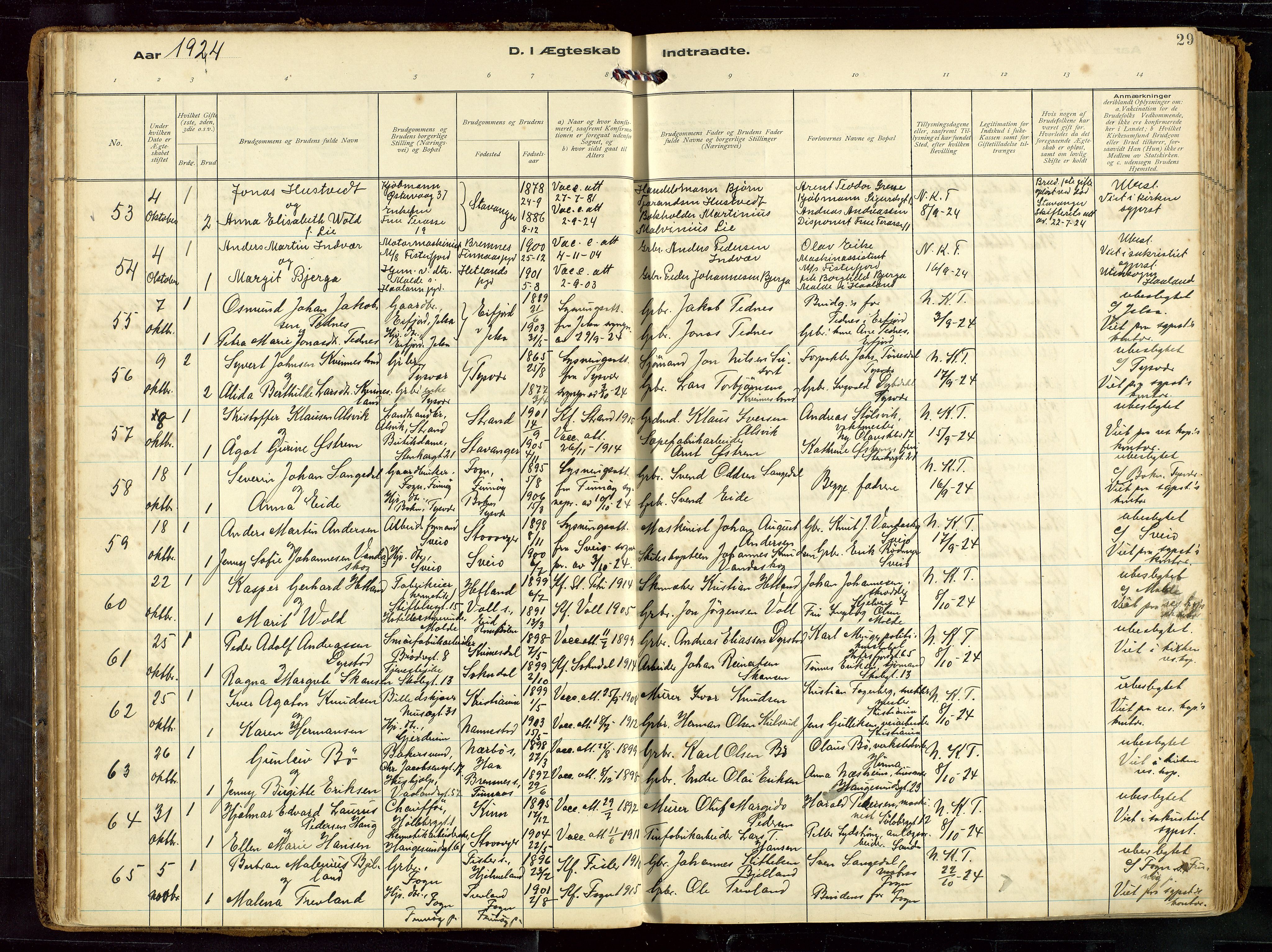 St. Petri sokneprestkontor, AV/SAST-A-101813/002/D/L0002: Ministerialbok nr. A 27, 1921-1942, s. 29