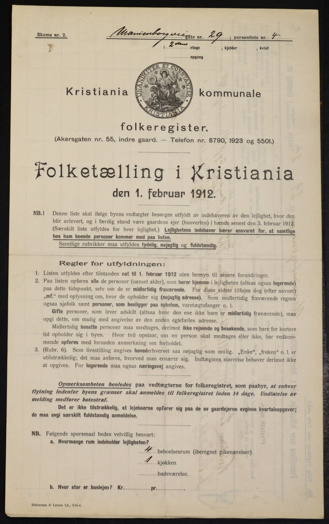 OBA, Kommunal folketelling 1.2.1912 for Kristiania, 1912, s. 120535