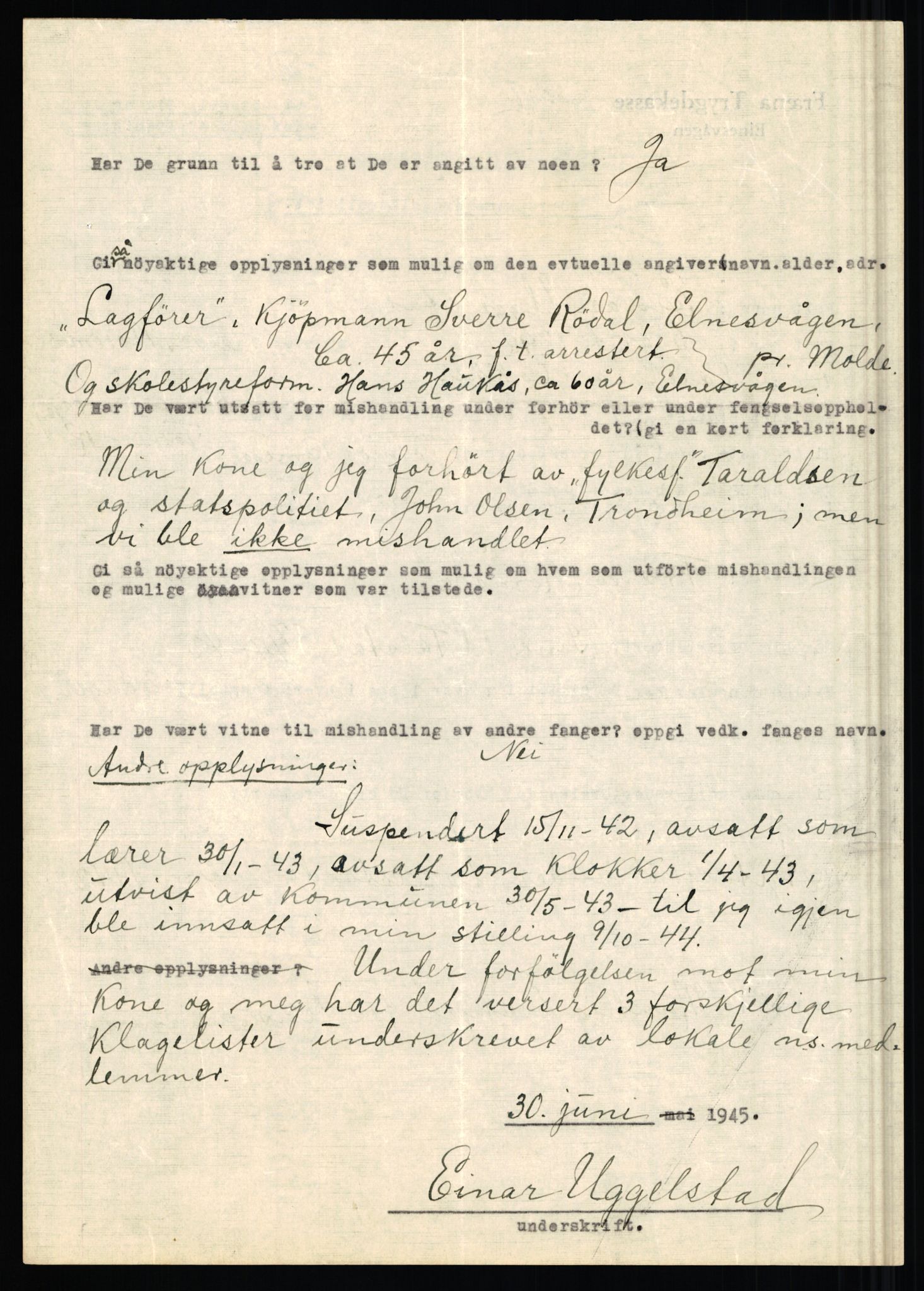 Rikspolitisjefen, AV/RA-S-1560/L/L0017: Tidemann, Hermann G. - Veum, Tjostolv, 1940-1945, s. 691