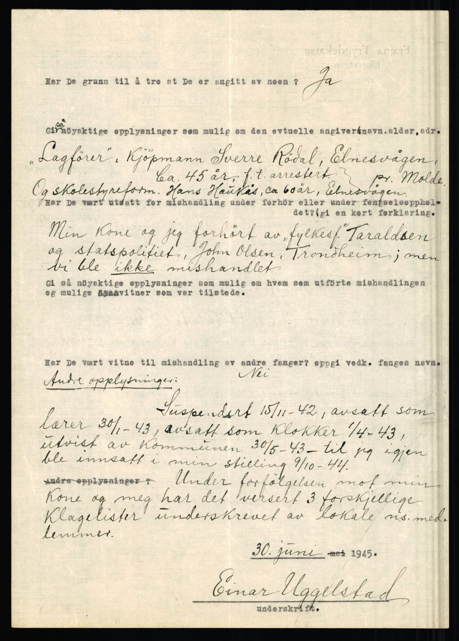 Rikspolitisjefen, AV/RA-S-1560/L/L0017: Tidemann, Hermann G. - Veum, Tjostolv, 1940-1945, s. 691