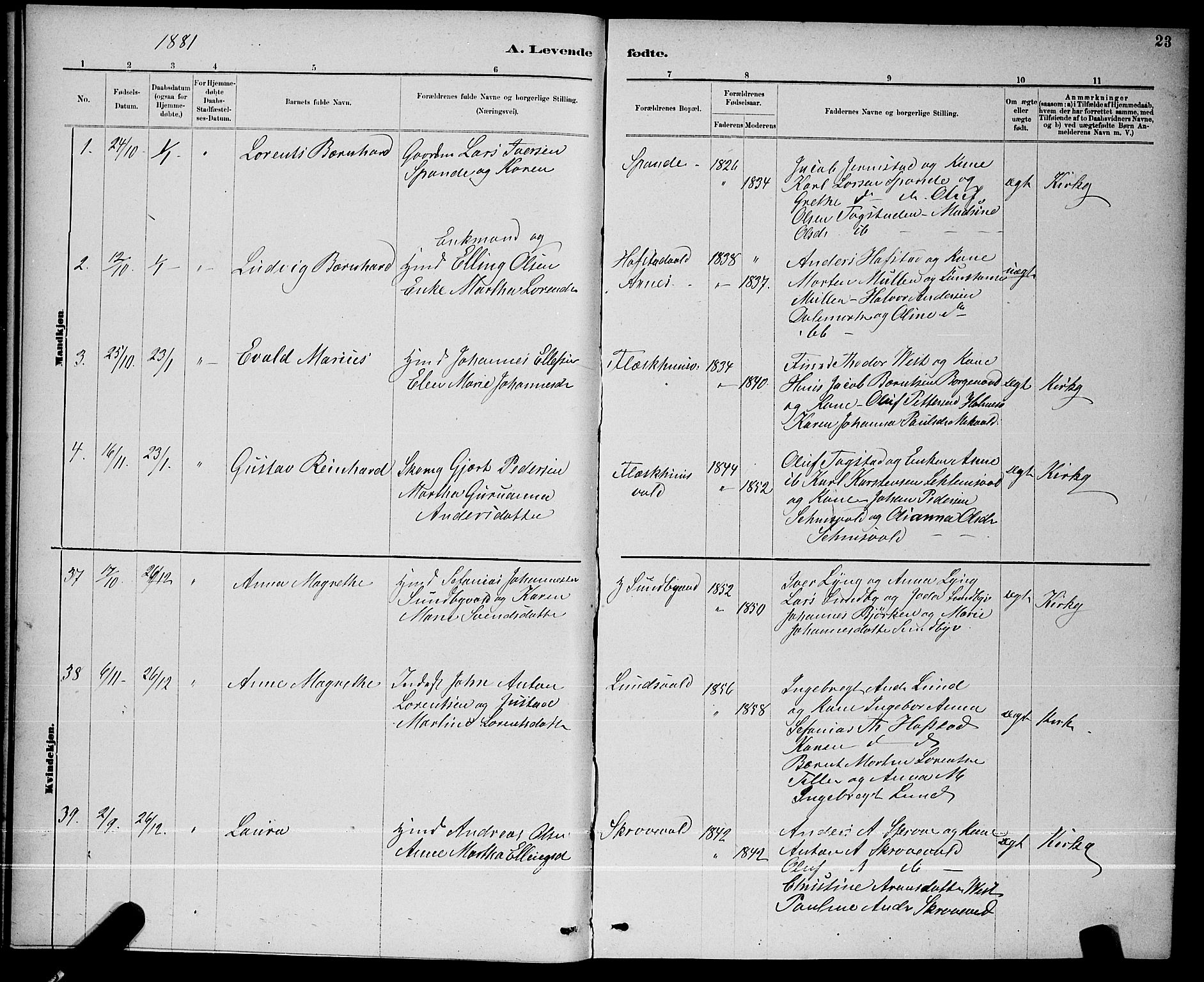Ministerialprotokoller, klokkerbøker og fødselsregistre - Nord-Trøndelag, SAT/A-1458/723/L0256: Klokkerbok nr. 723C04, 1879-1890, s. 23