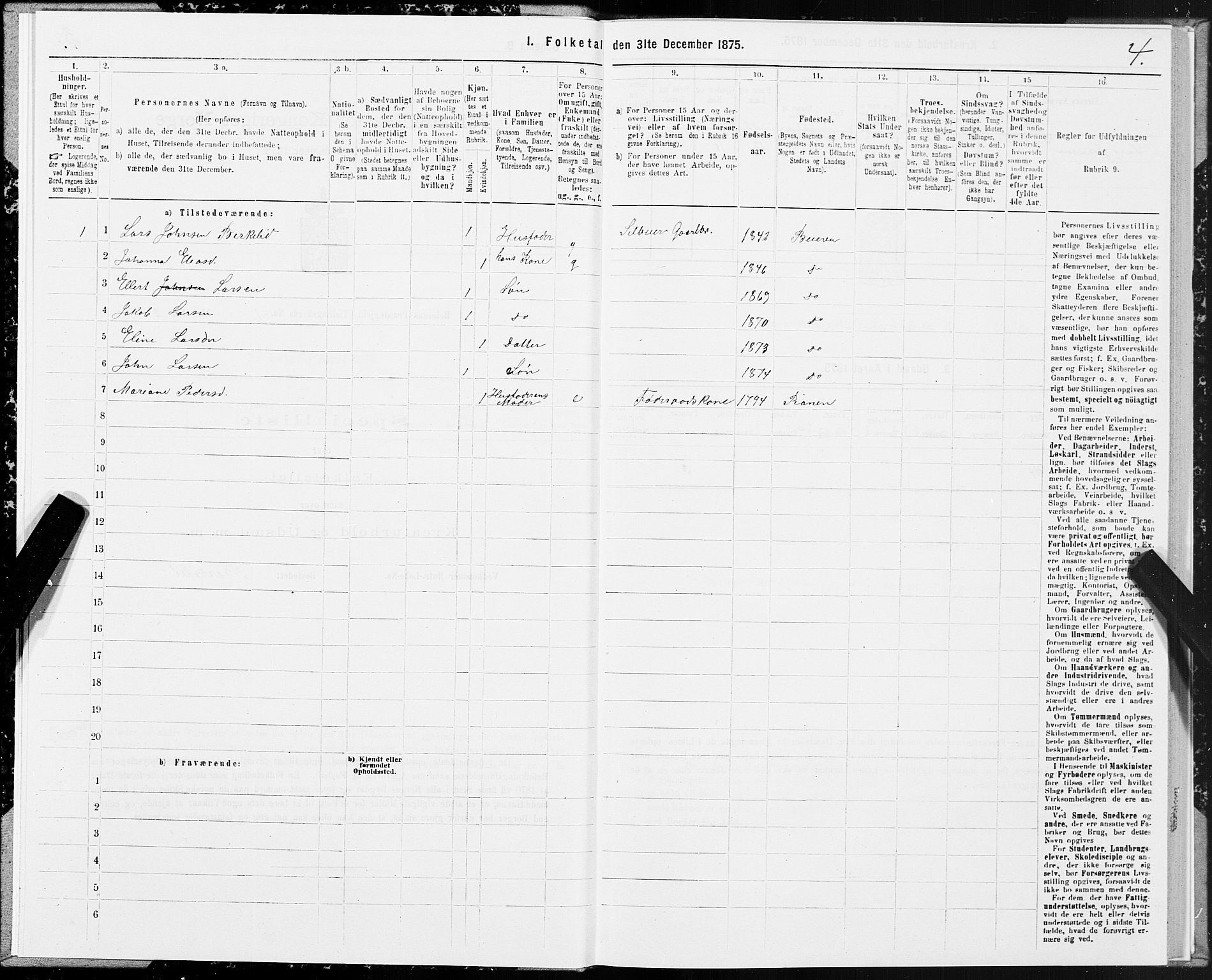 SAT, Folketelling 1875 for 1839P Beiarn prestegjeld, 1875, s. 1004