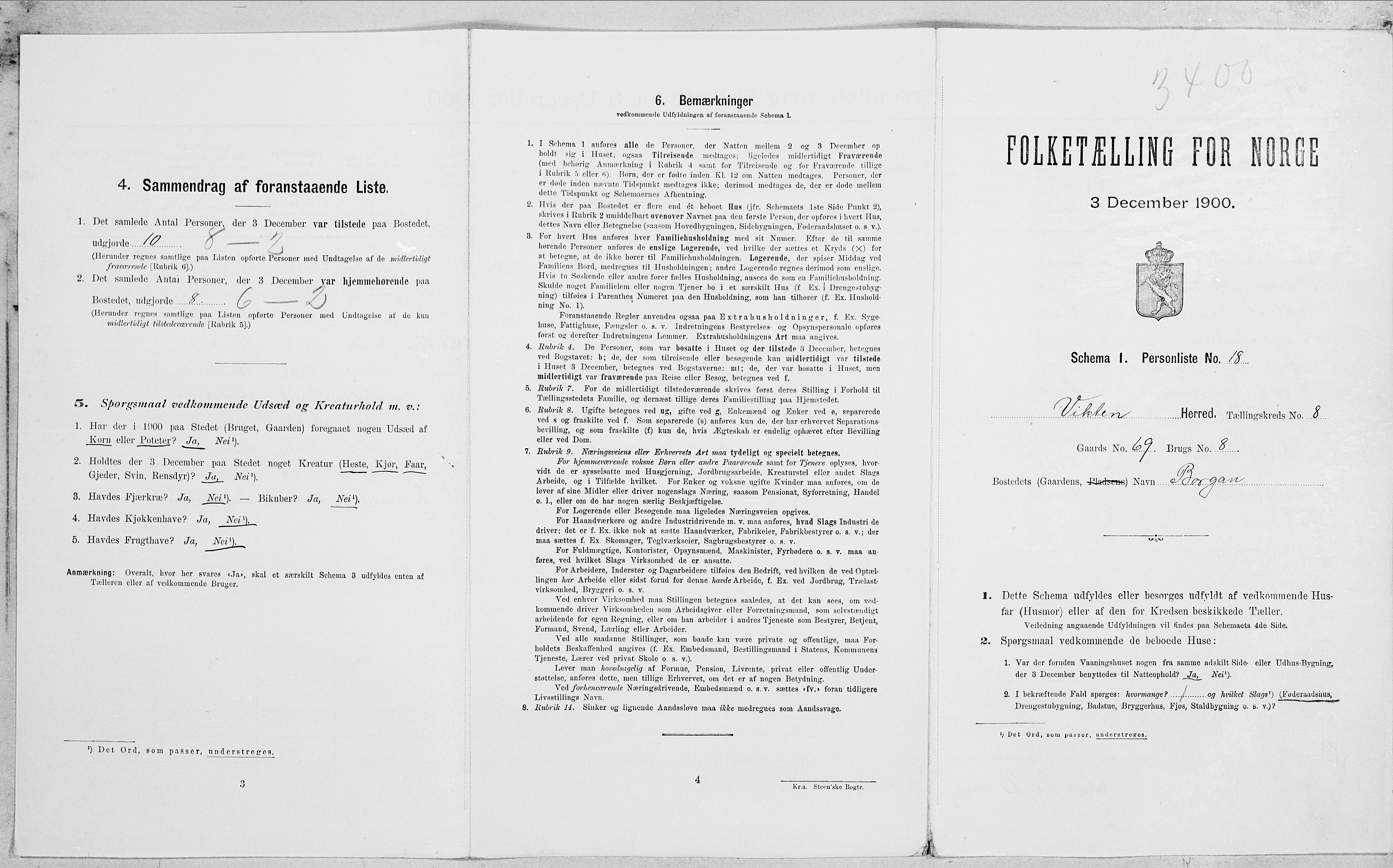 SAT, Folketelling 1900 for 1750 Vikna herred, 1900, s. 888