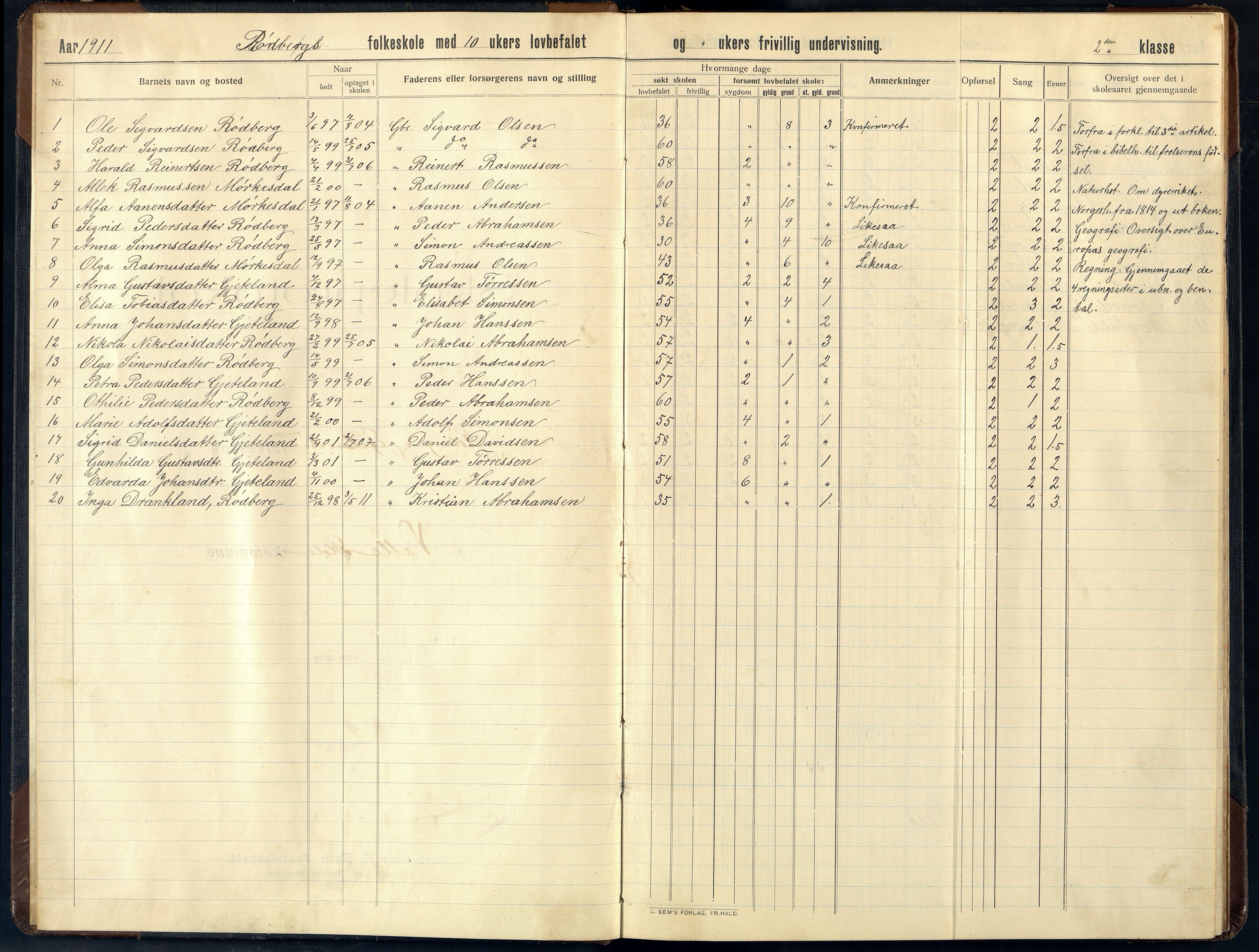 Sør-Audnedal kommune - Egeland Skole, ARKSOR/1029SØ550/G/L0001: Skoleprotokoll, 1911-1925