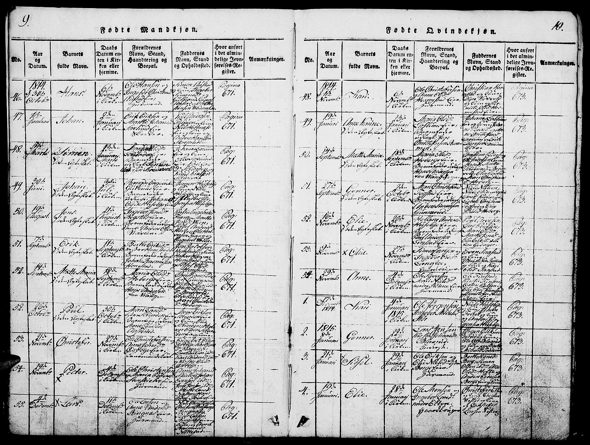 Stange prestekontor, AV/SAH-PREST-002/L/L0001: Klokkerbok nr. 1, 1814-1825, s. 9-10