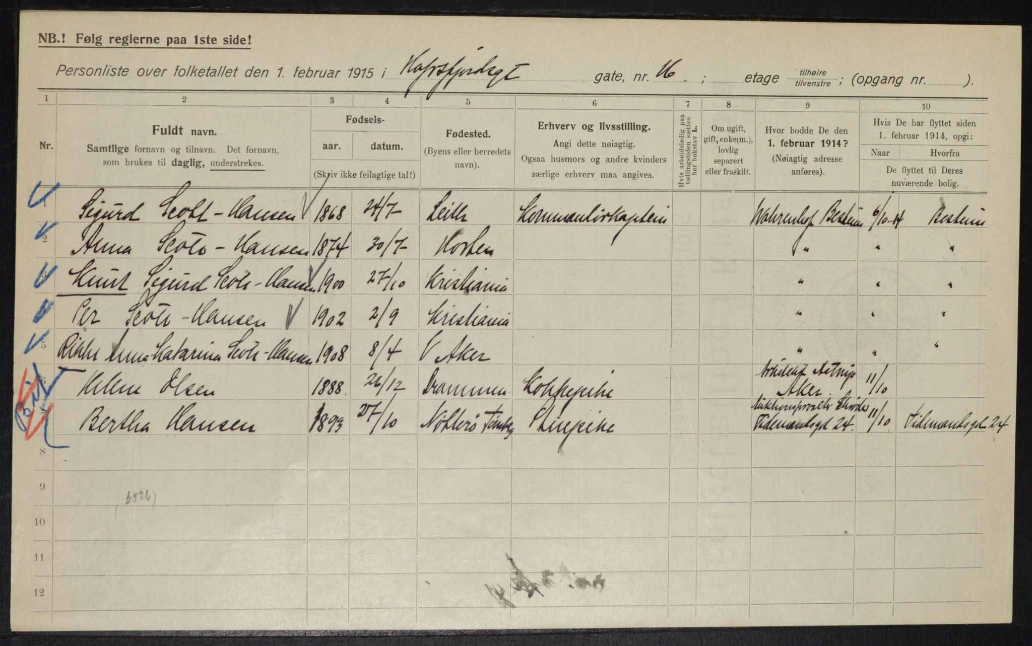 OBA, Kommunal folketelling 1.2.1915 for Kristiania, 1915, s. 32935