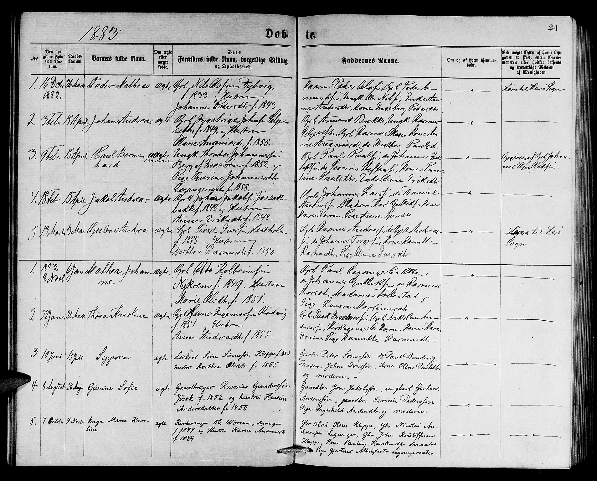 Ministerialprotokoller, klokkerbøker og fødselsregistre - Møre og Romsdal, AV/SAT-A-1454/508/L0094: Ministerialbok nr. 508A01, 1873-1886, s. 24