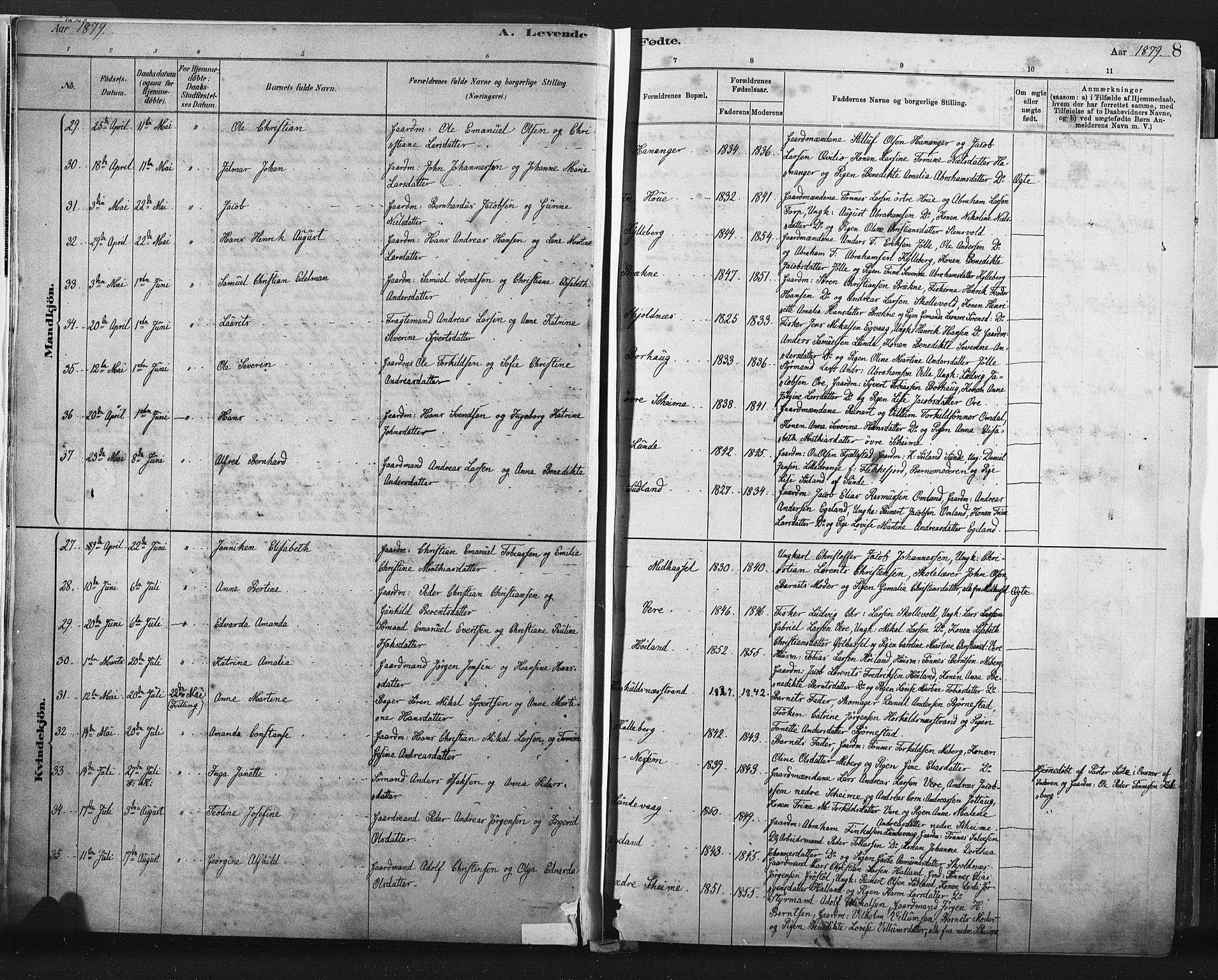 Lista sokneprestkontor, AV/SAK-1111-0027/F/Fa/L0012: Ministerialbok nr. A 12, 1879-1903, s. 8