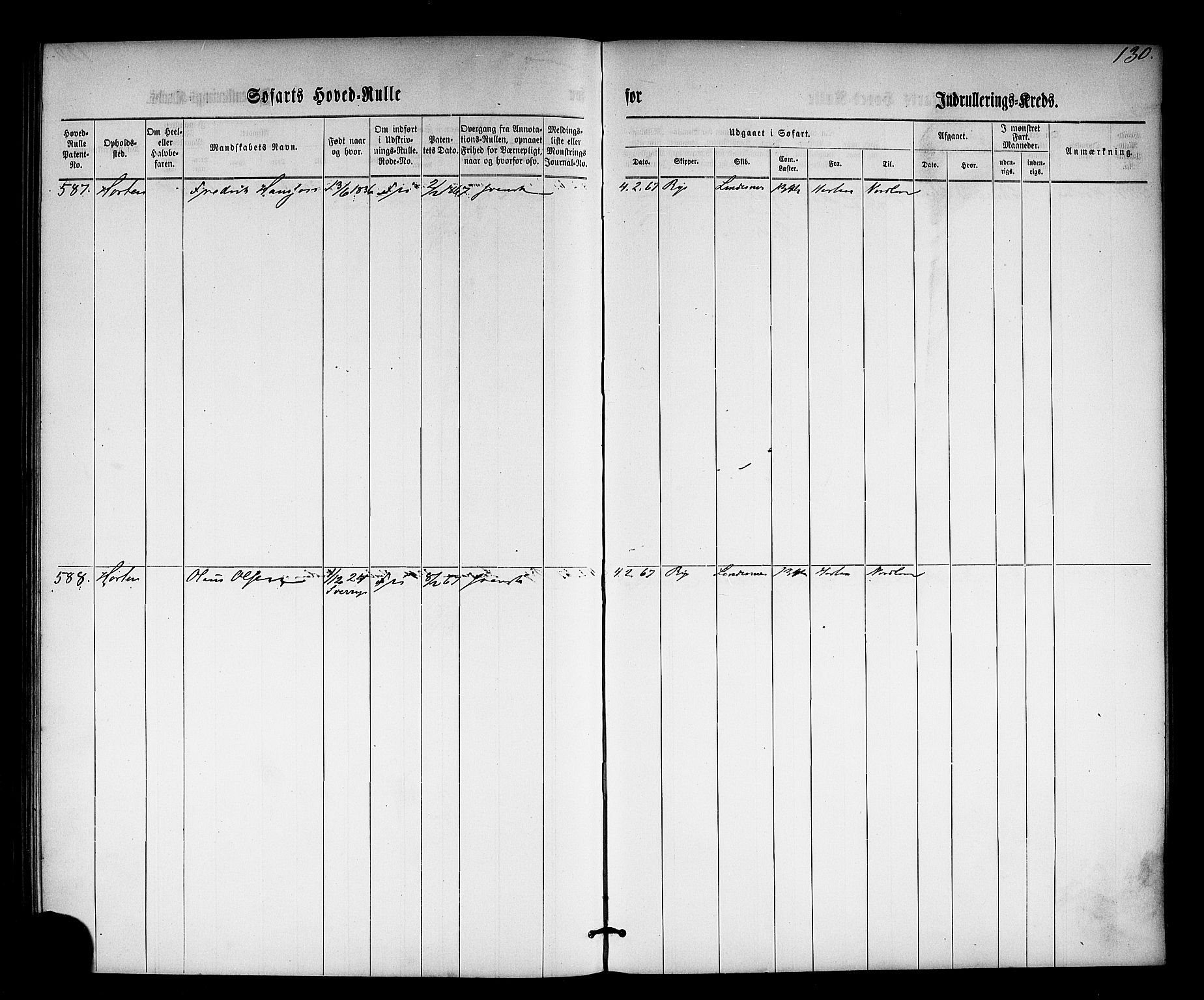Horten innrulleringskontor, SAKO/A-785/F/Fc/L0002: Hovedrulle, 1861-1868, s. 149