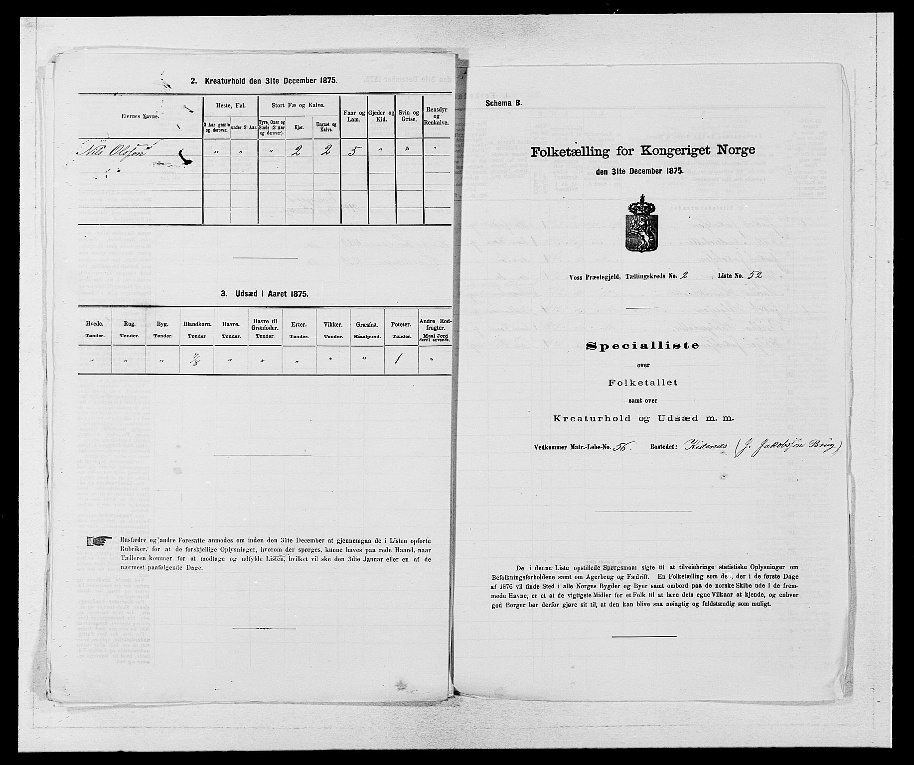 SAB, Folketelling 1875 for 1235P Voss prestegjeld, 1875, s. 1870