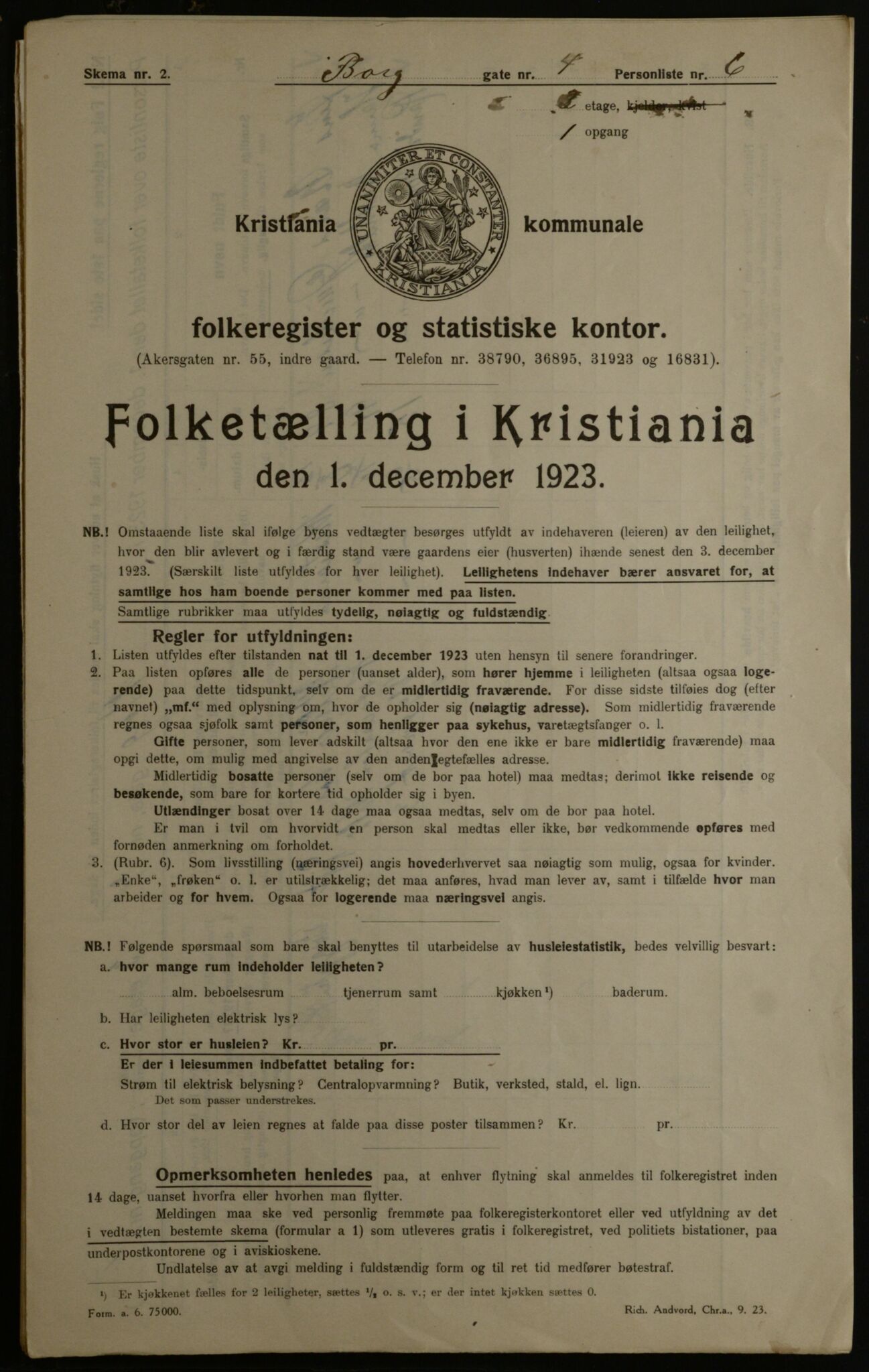 OBA, Kommunal folketelling 1.12.1923 for Kristiania, 1923, s. 8796