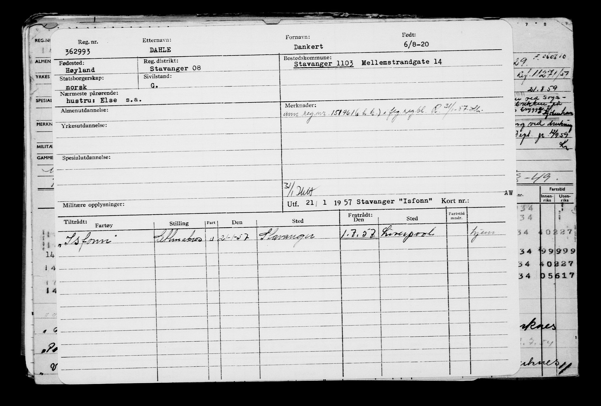 Direktoratet for sjømenn, AV/RA-S-3545/G/Gb/L0184: Hovedkort, 1920, s. 124