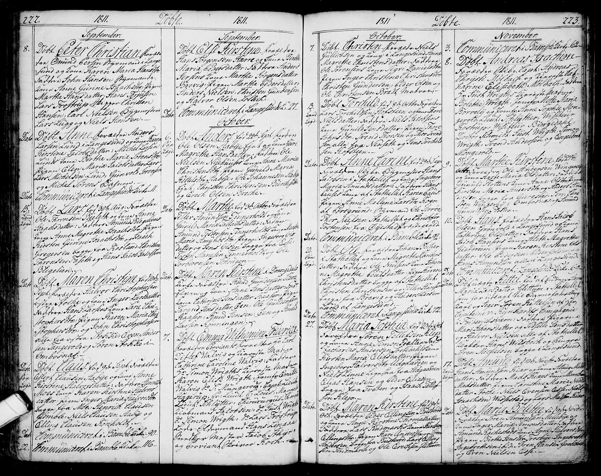 Bamble kirkebøker, AV/SAKO-A-253/F/Fa/L0002: Ministerialbok nr. I 2, 1775-1814, s. 222-223