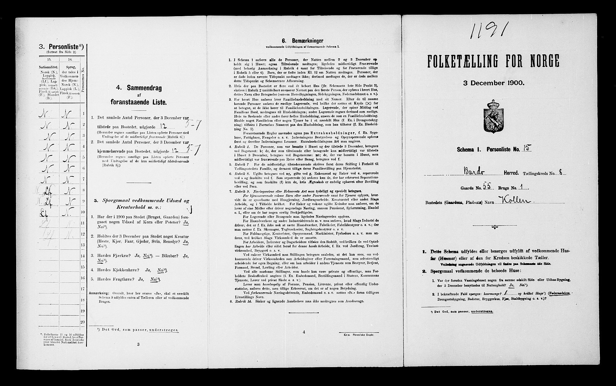 SATØ, Folketelling 1900 for 1922 Bardu herred, 1900, s. 392