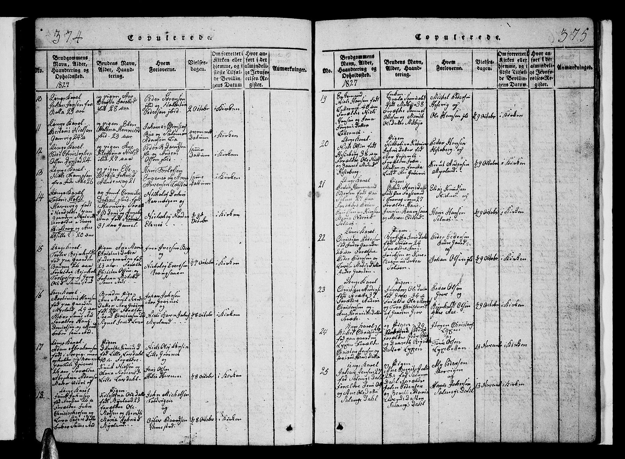 Ibestad sokneprestembete, SATØ/S-0077/H/Ha/Hab/L0002klokker: Klokkerbok nr. 2, 1821-1833, s. 374-375