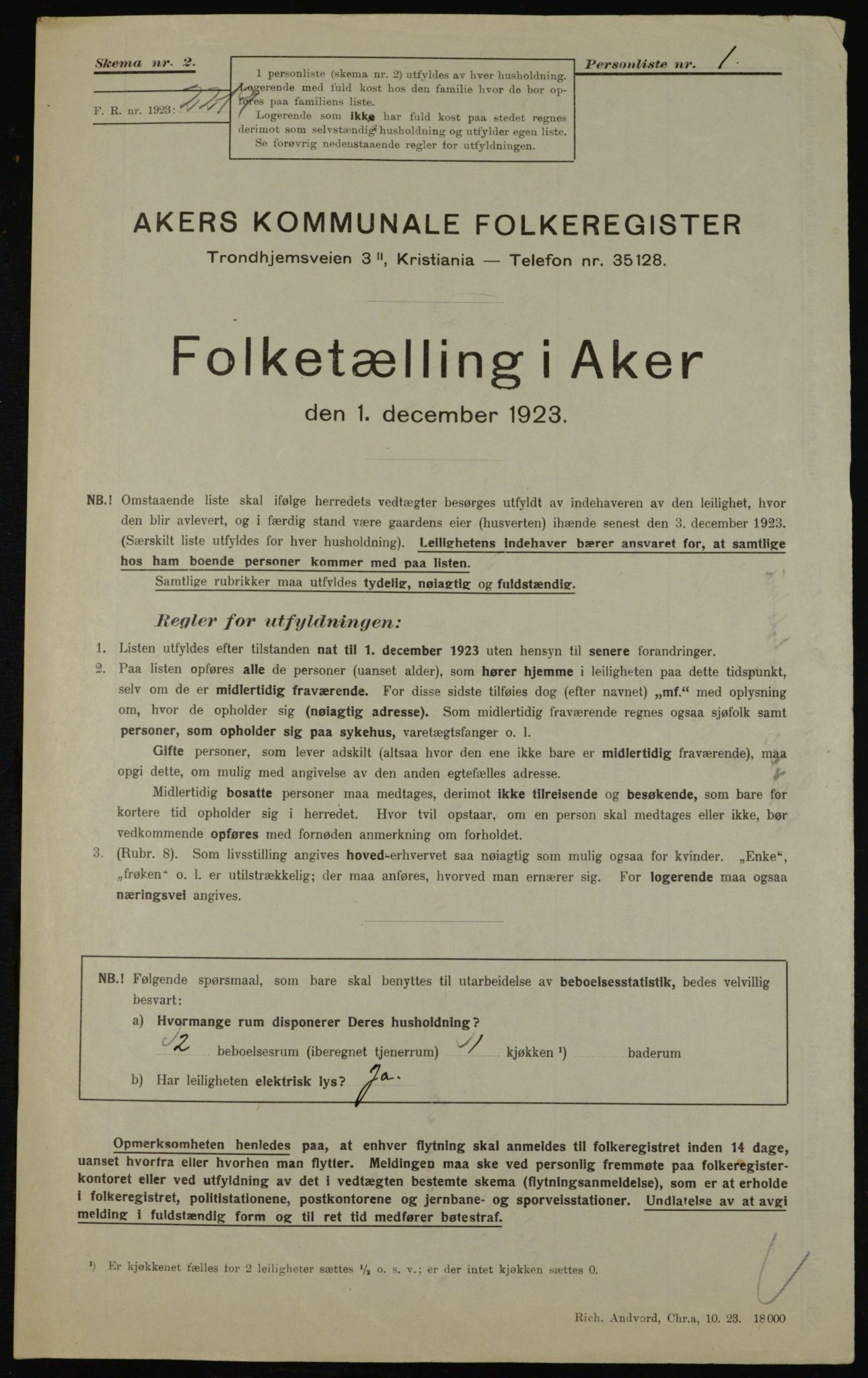 , Kommunal folketelling 1.12.1923 for Aker, 1923, s. 36658