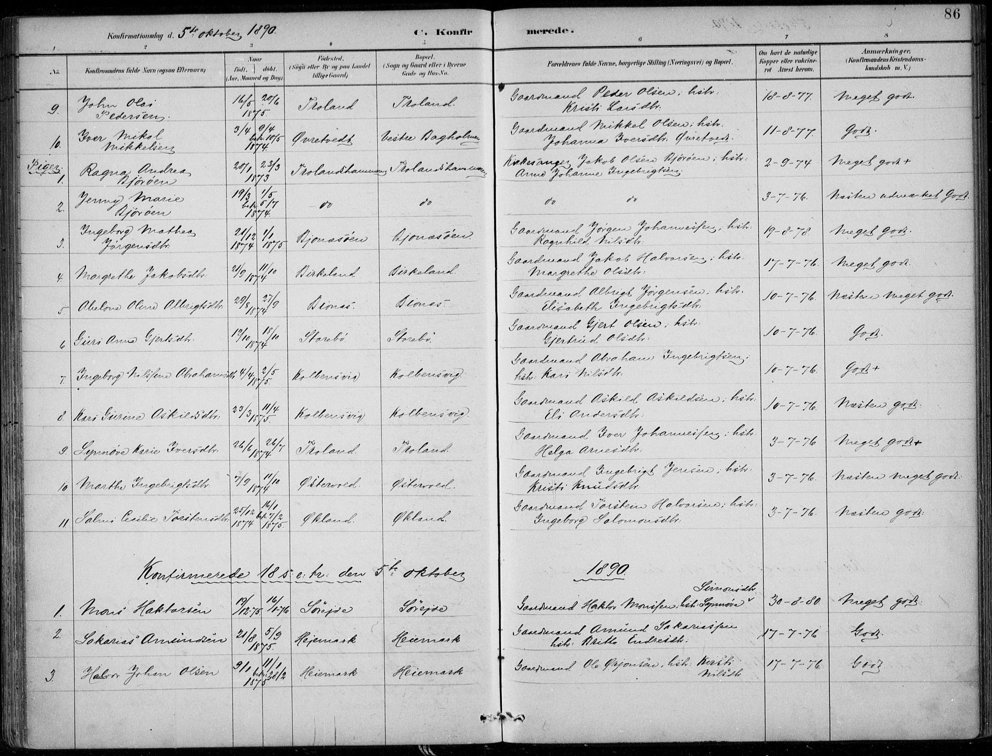 Sund sokneprestembete, AV/SAB-A-99930: Ministerialbok nr. C  1, 1882-1899, s. 86