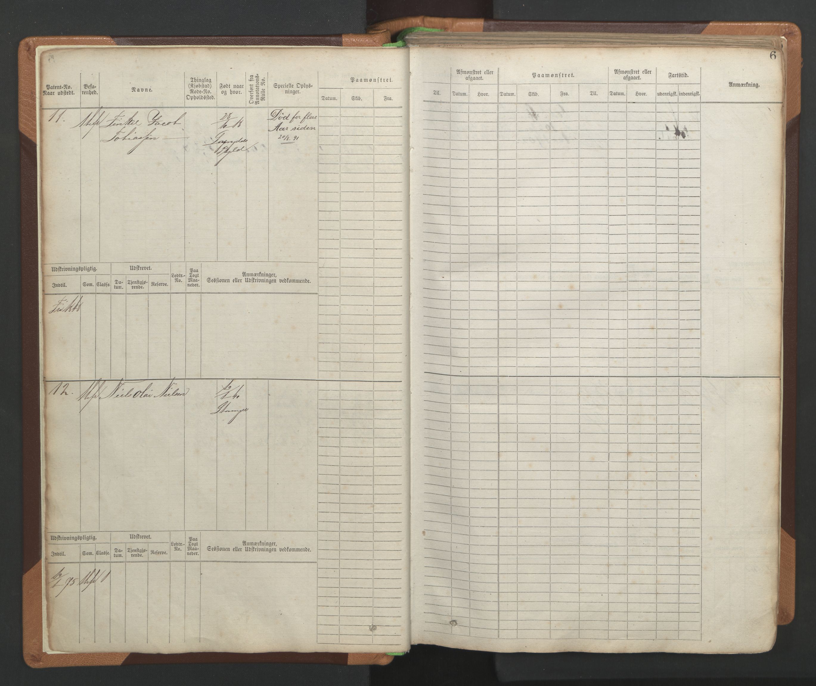 Stavanger sjømannskontor, AV/SAST-A-102006/F/Fb/Fbb/L0004: Sjøfartshovedrulle, patentnr. 1-792 (del 1), 1869-1880, s. 9