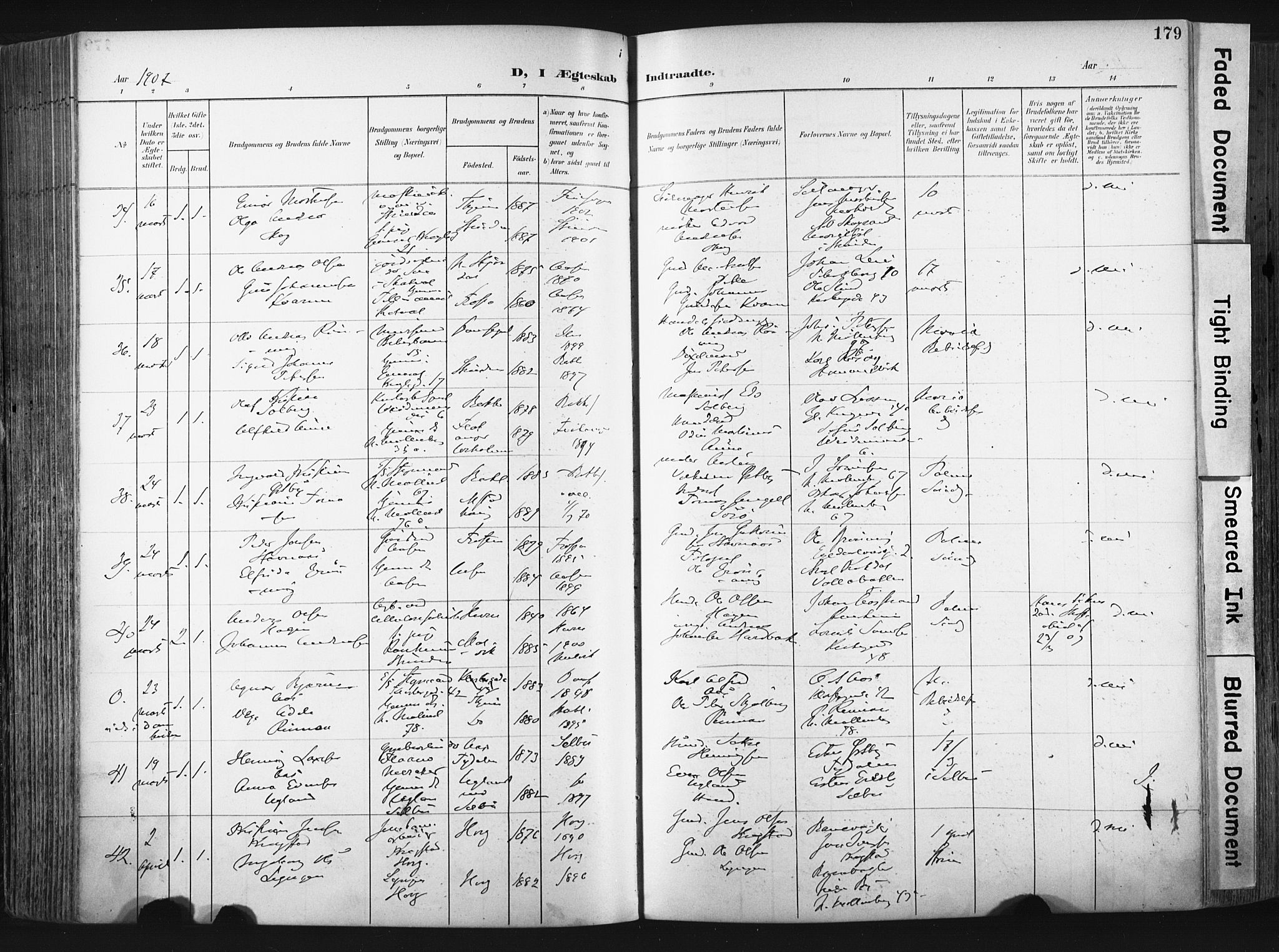 Ministerialprotokoller, klokkerbøker og fødselsregistre - Sør-Trøndelag, SAT/A-1456/604/L0201: Ministerialbok nr. 604A21, 1901-1911, s. 179