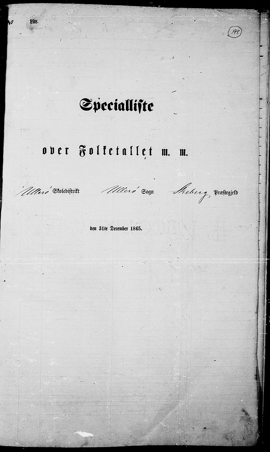 RA, Folketelling 1865 for 0115P Skjeberg prestegjeld, 1865, s. 181