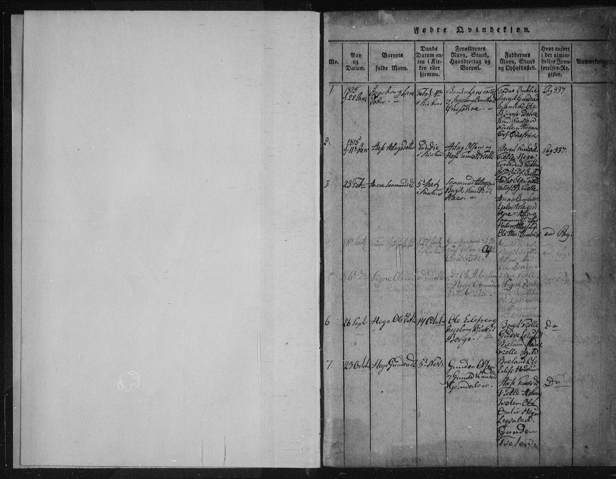 Lårdal kirkebøker, SAKO/A-284/F/Fc/L0001: Ministerialbok nr. III 1, 1815-1860, s. 1