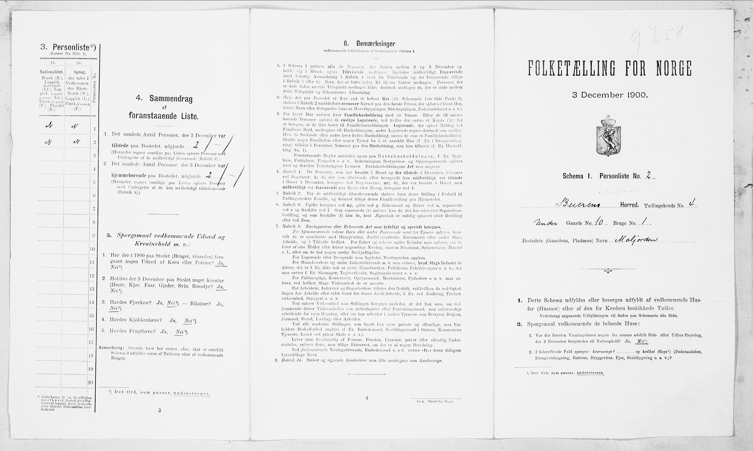 SAT, Folketelling 1900 for 1839 Beiarn herred, 1900, s. 182