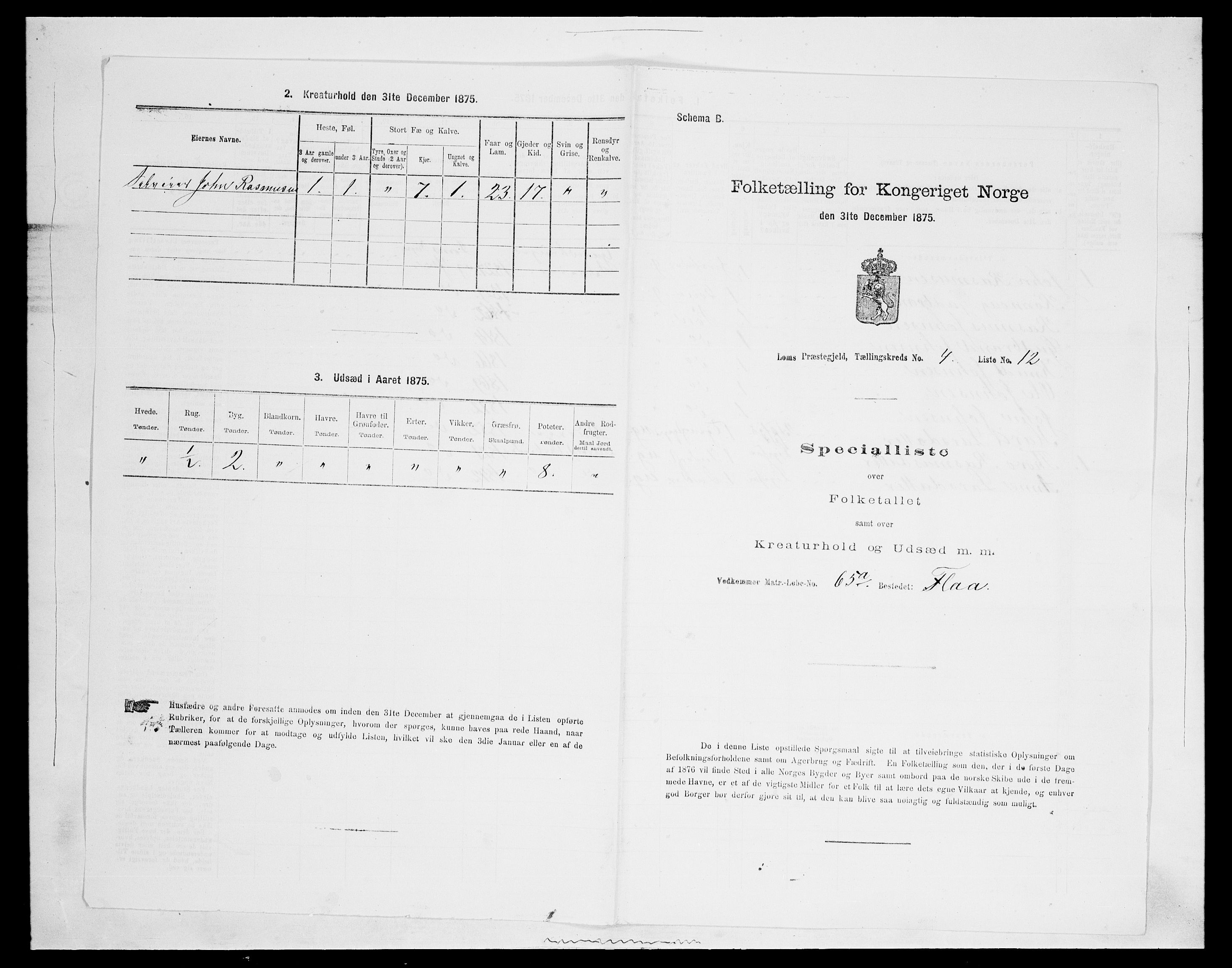 SAH, Folketelling 1875 for 0514P Lom prestegjeld, 1875, s. 610
