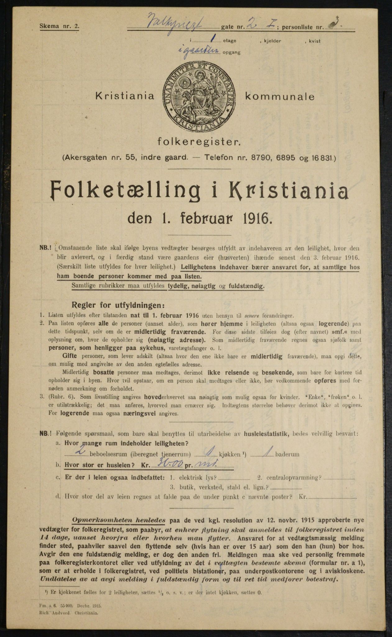 OBA, Kommunal folketelling 1.2.1916 for Kristiania, 1916, s. 125391