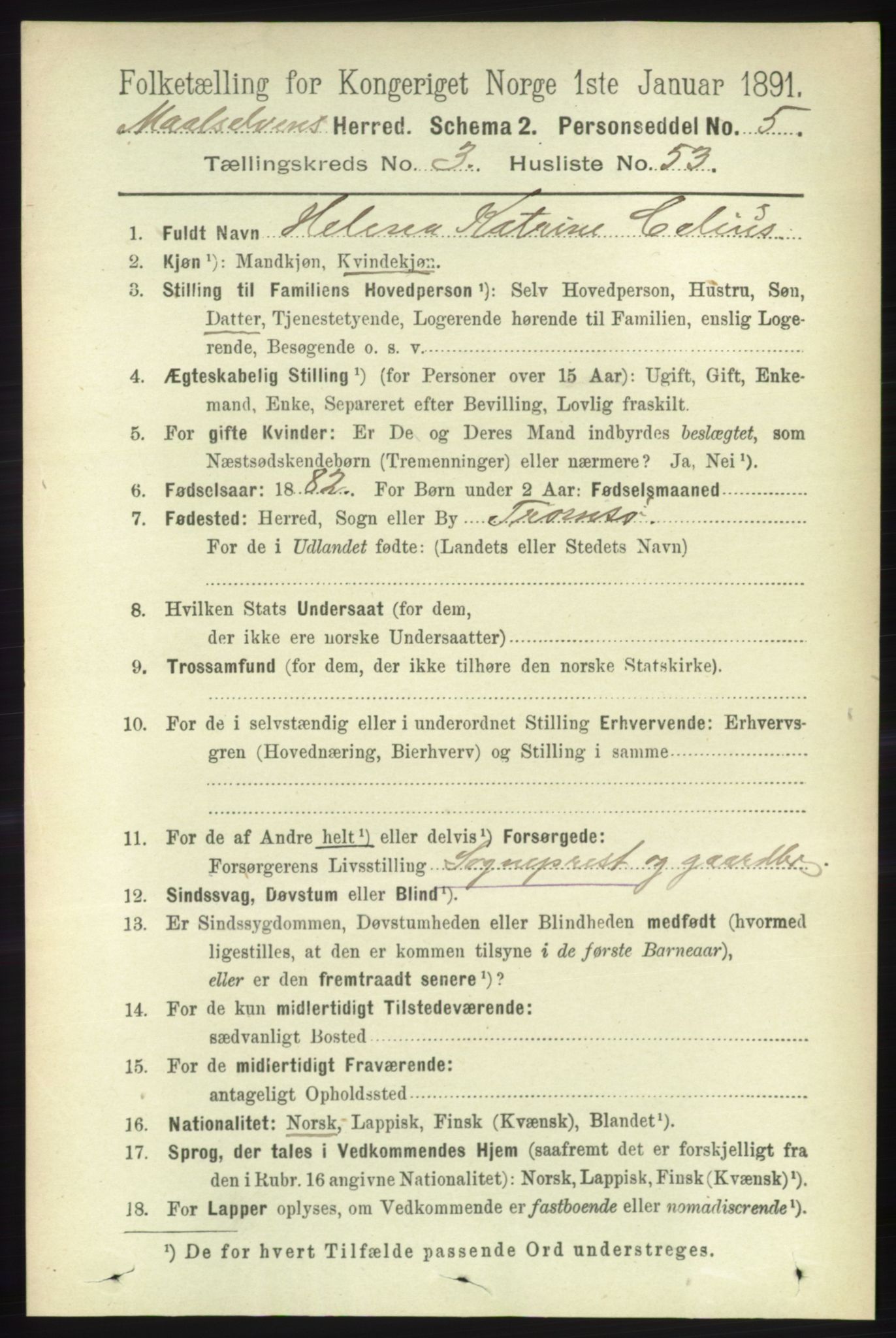 RA, Folketelling 1891 for 1924 Målselv herred, 1891, s. 958