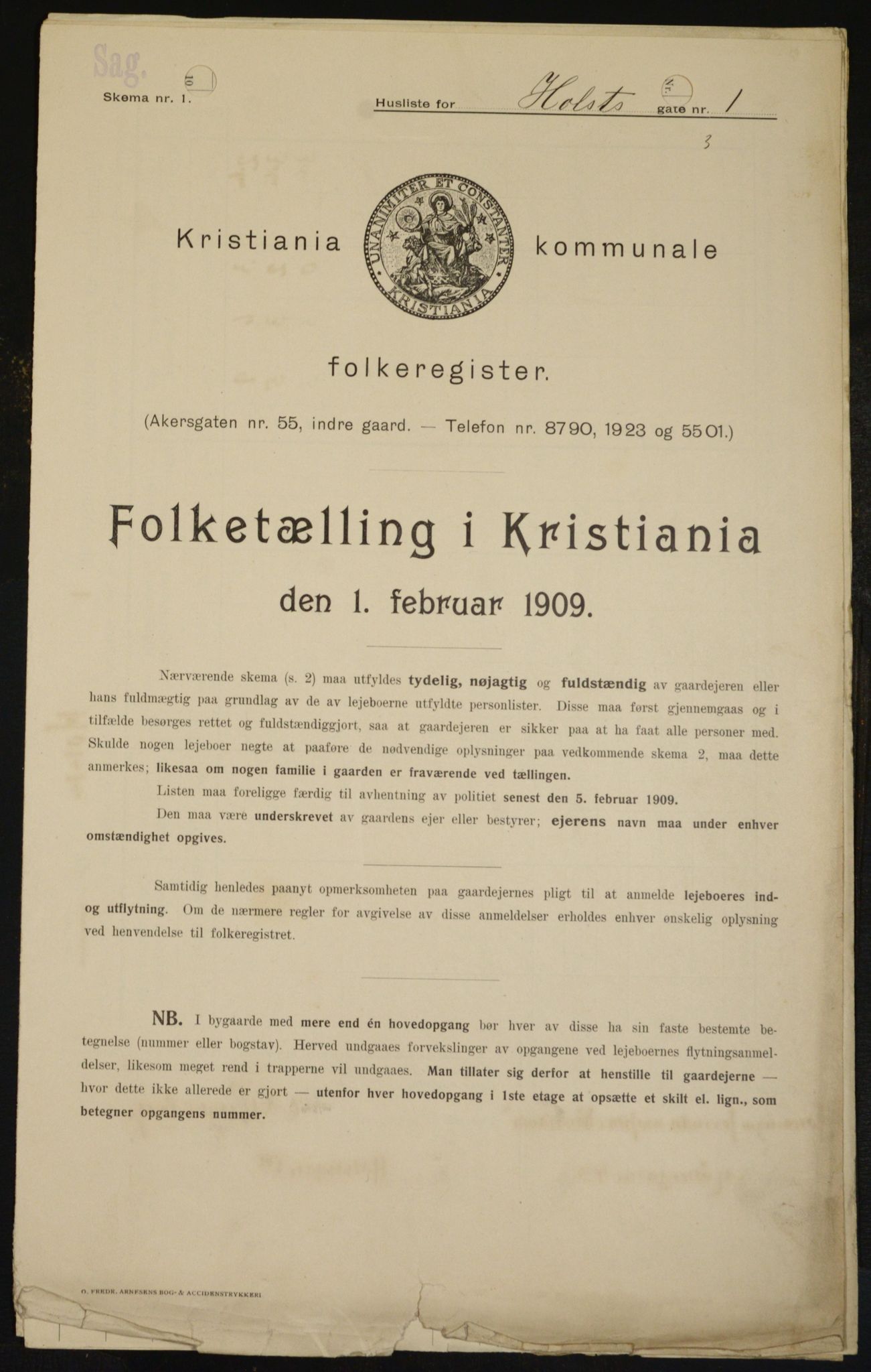 OBA, Kommunal folketelling 1.2.1909 for Kristiania kjøpstad, 1909, s. 37074