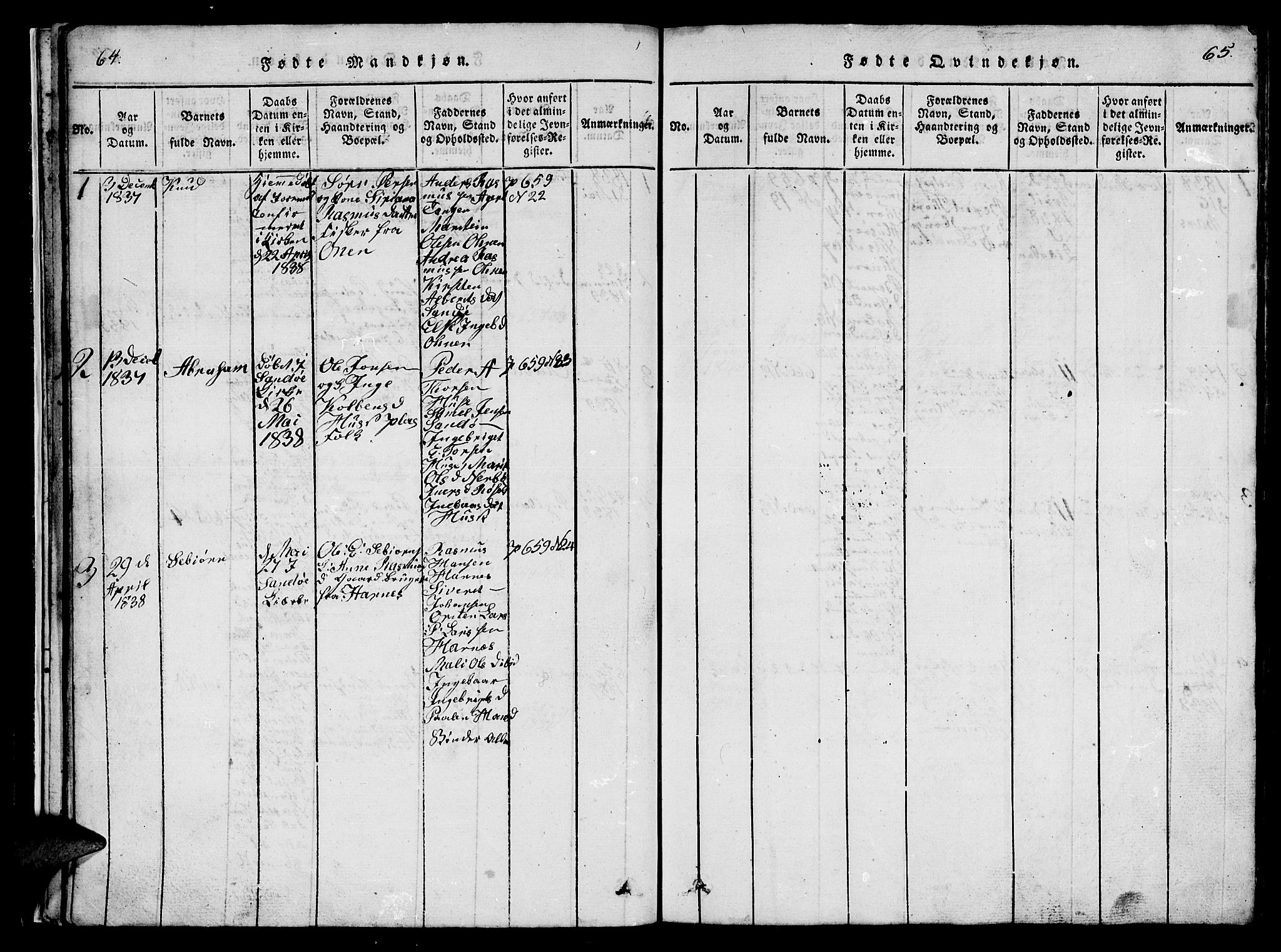 Ministerialprotokoller, klokkerbøker og fødselsregistre - Møre og Romsdal, AV/SAT-A-1454/561/L0731: Klokkerbok nr. 561C01, 1817-1867, s. 64-65