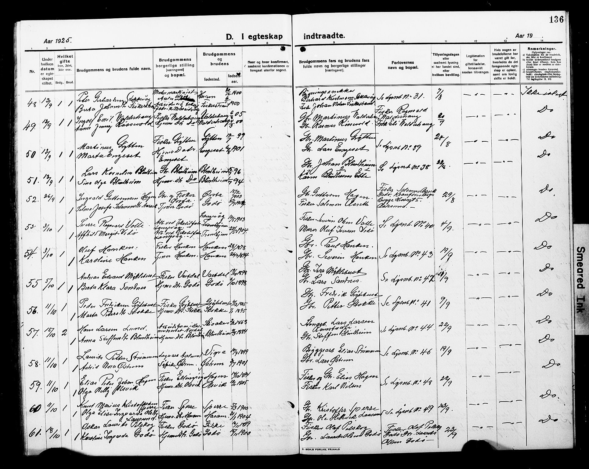 Ministerialprotokoller, klokkerbøker og fødselsregistre - Møre og Romsdal, AV/SAT-A-1454/528/L0434: Klokkerbok nr. 528C15, 1919-1927, s. 136