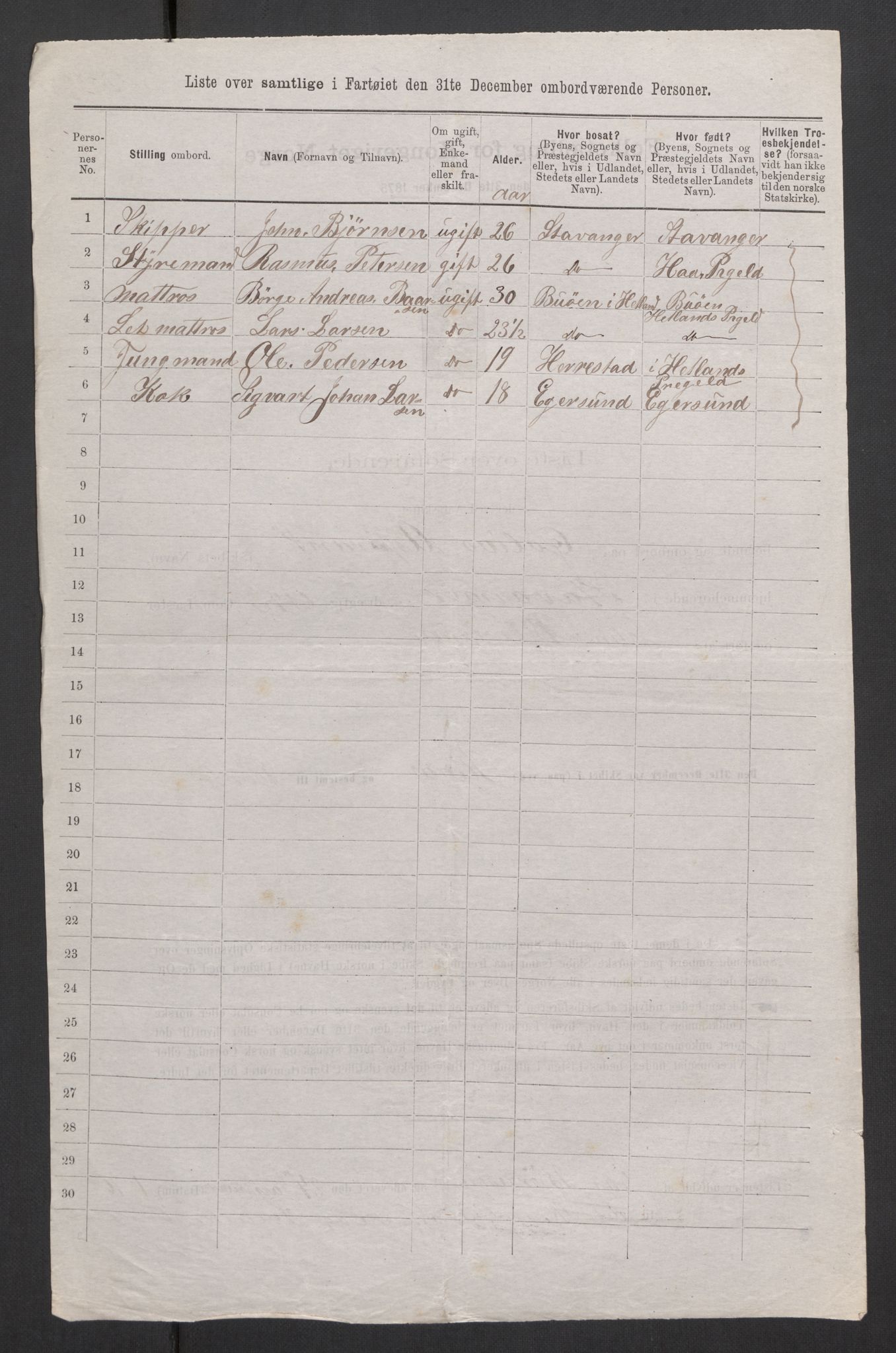 RA, Folketelling 1875, skipslister: Skip i utenrikske havner, hjemmehørende i 1) byer og ladesteder, Grimstad - Tromsø, 2) landdistrikter, 1875, s. 431