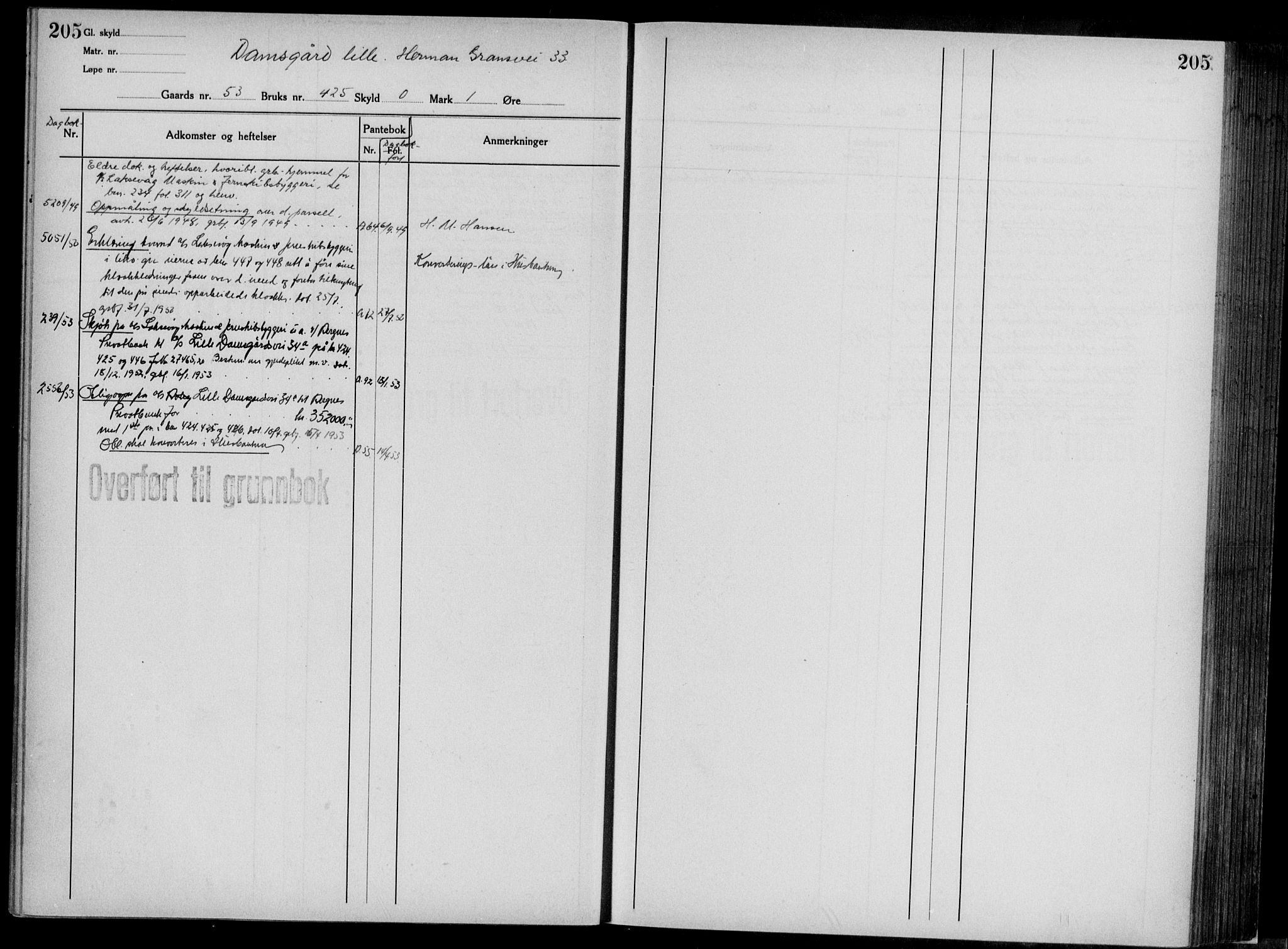 Midhordland sorenskriveri, AV/SAB-A-3001/1/G/Ga/Gab/L0117: Panteregister nr. II.A.b.117, s. 205