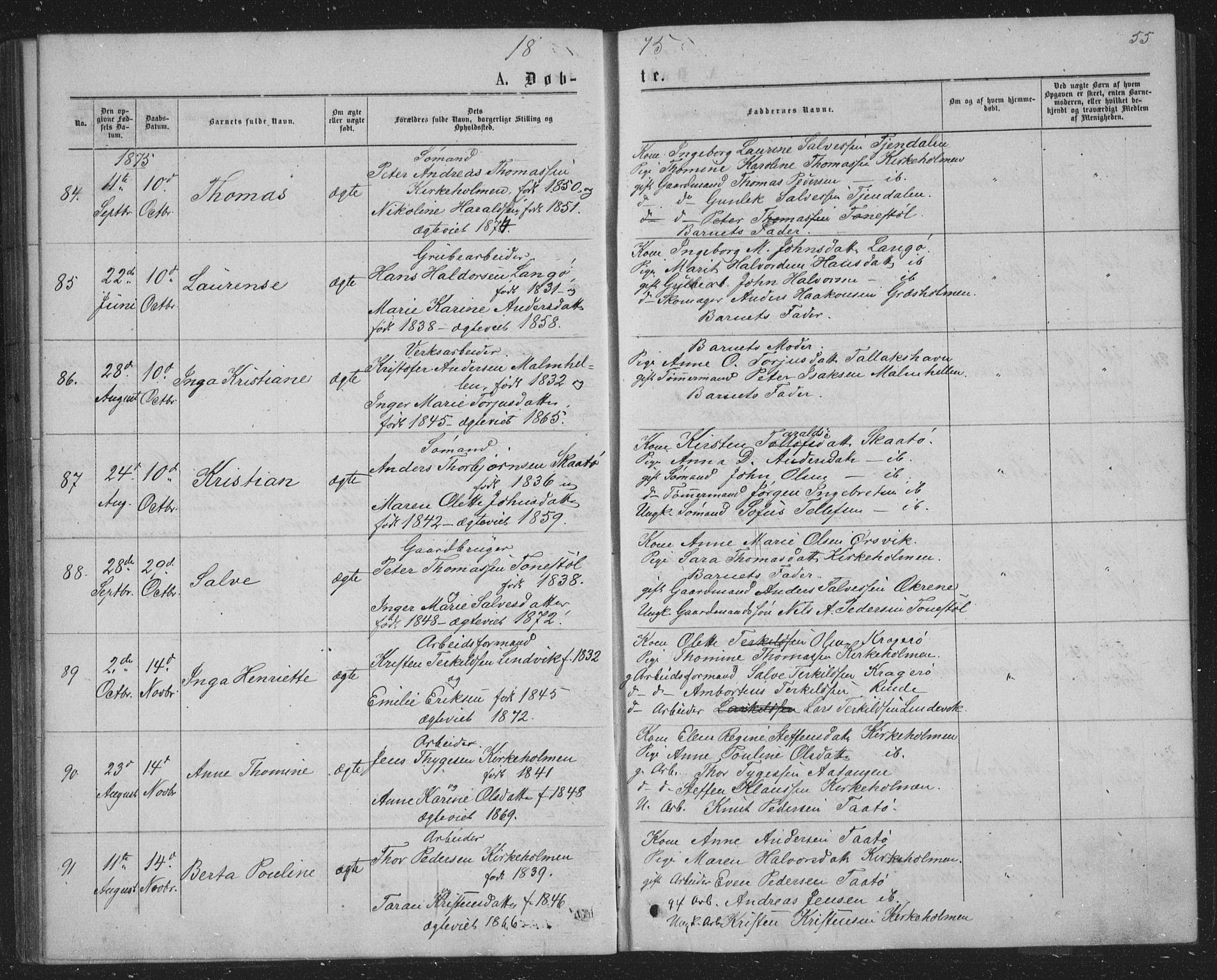 Skåtøy kirkebøker, AV/SAKO-A-304/G/Ga/L0002: Klokkerbok nr. I 2, 1872-1884, s. 55