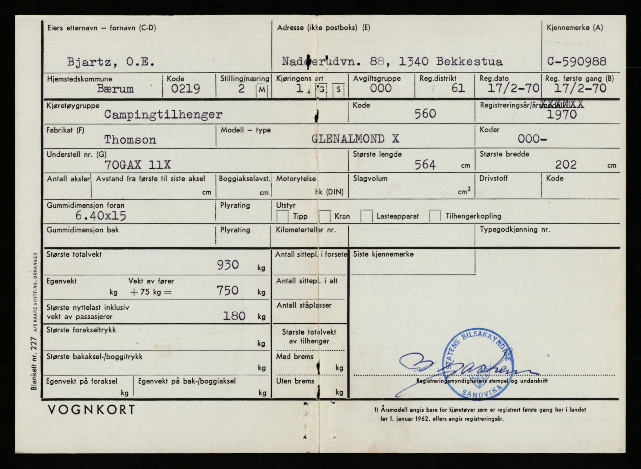 Stavanger trafikkstasjon, SAST/A-101942/0/G/L0012: Registreringsnummer: 363571 - 800000, 1930-1971, s. 1148