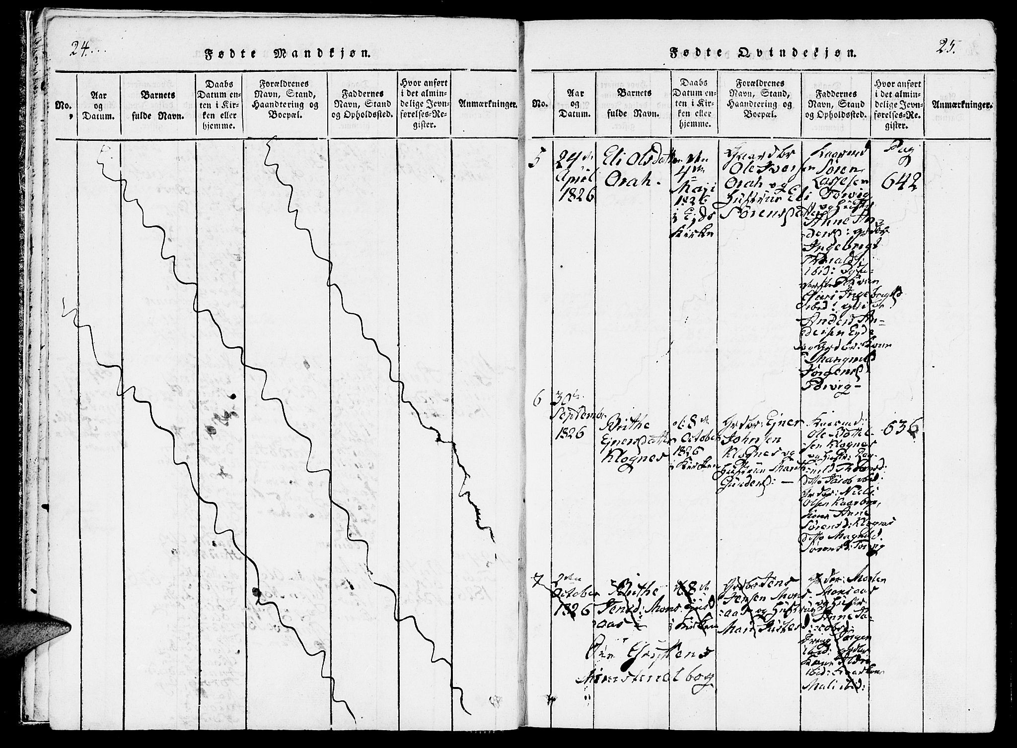 Ministerialprotokoller, klokkerbøker og fødselsregistre - Møre og Romsdal, AV/SAT-A-1454/542/L0551: Ministerialbok nr. 542A01, 1818-1853, s. 24-25