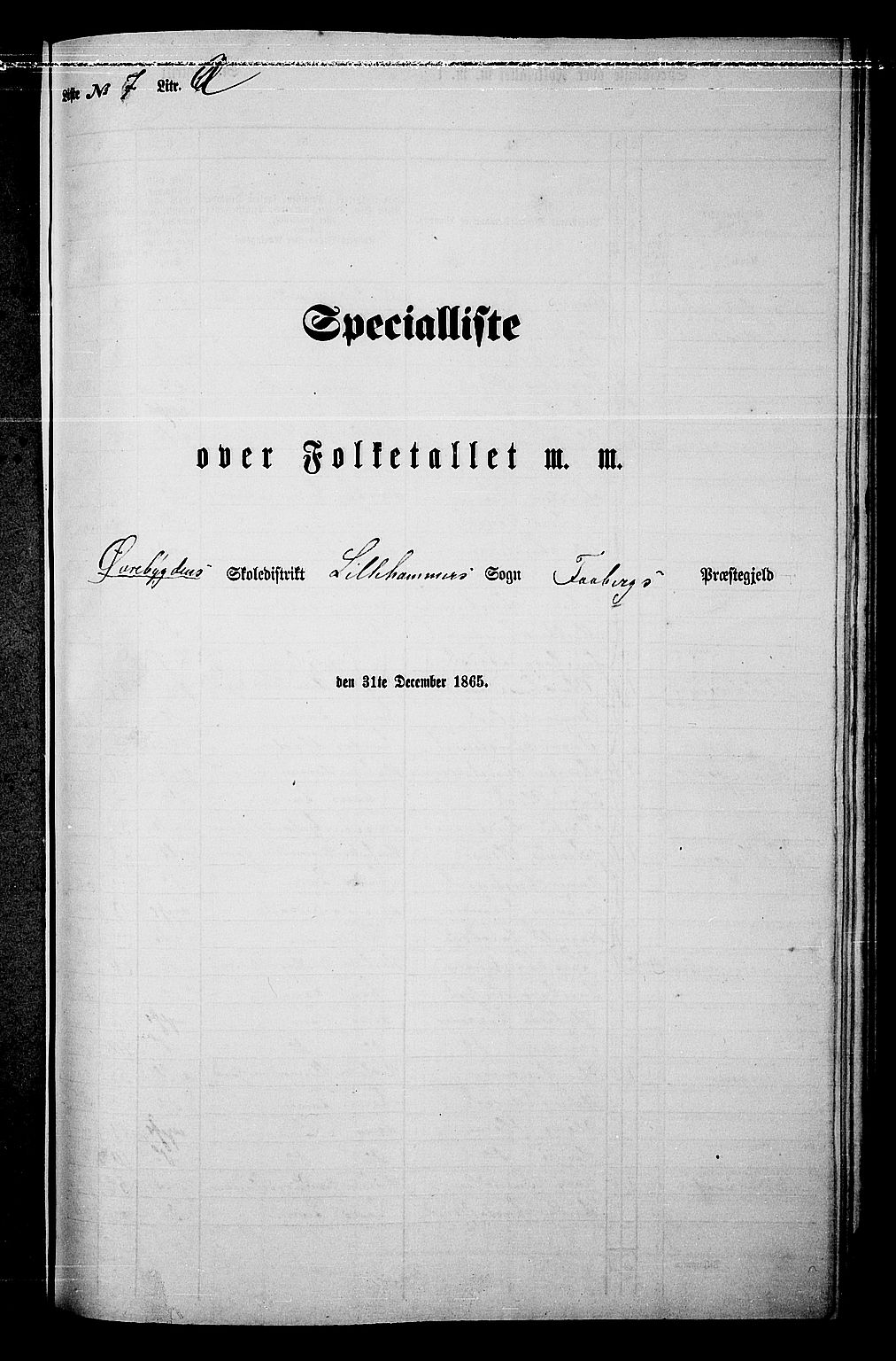 RA, Folketelling 1865 for 0524L Fåberg prestegjeld, Fåberg sokn og Lillehammer landsokn, 1865, s. 194